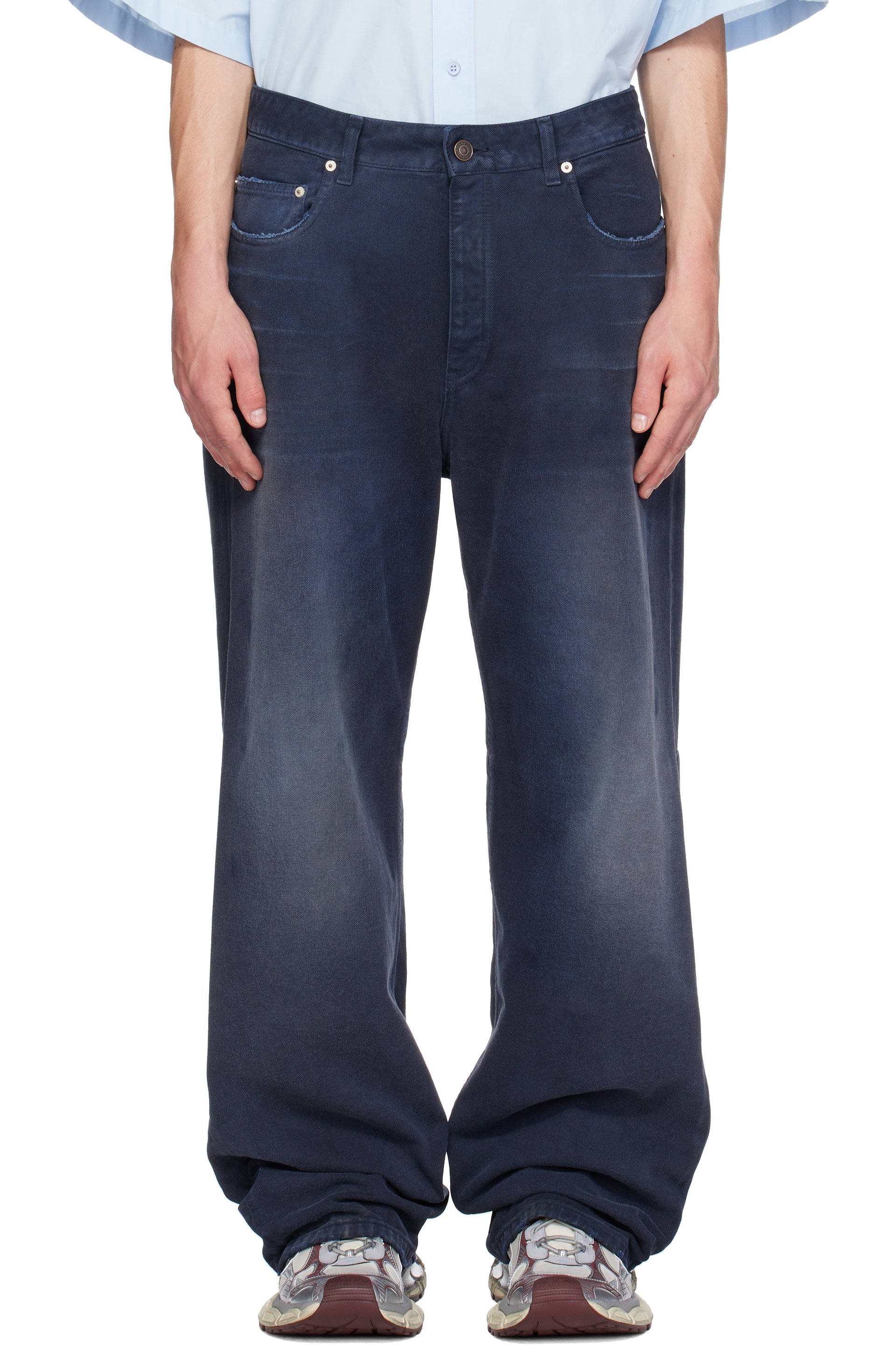 Balenciaga - Navy Curved Knee Jeans