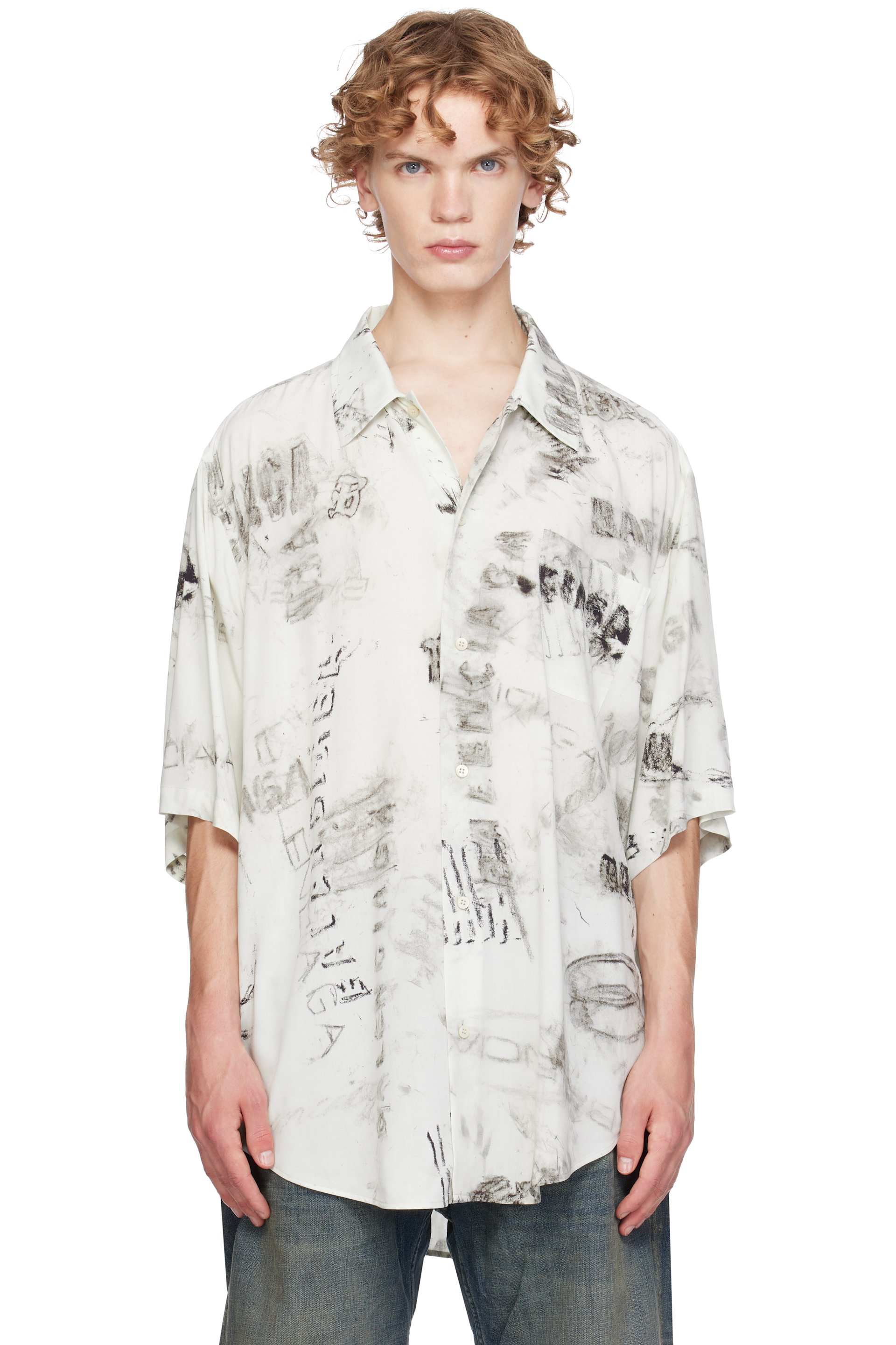 Balenciaga - Chemise à manches courtes blanc cassé