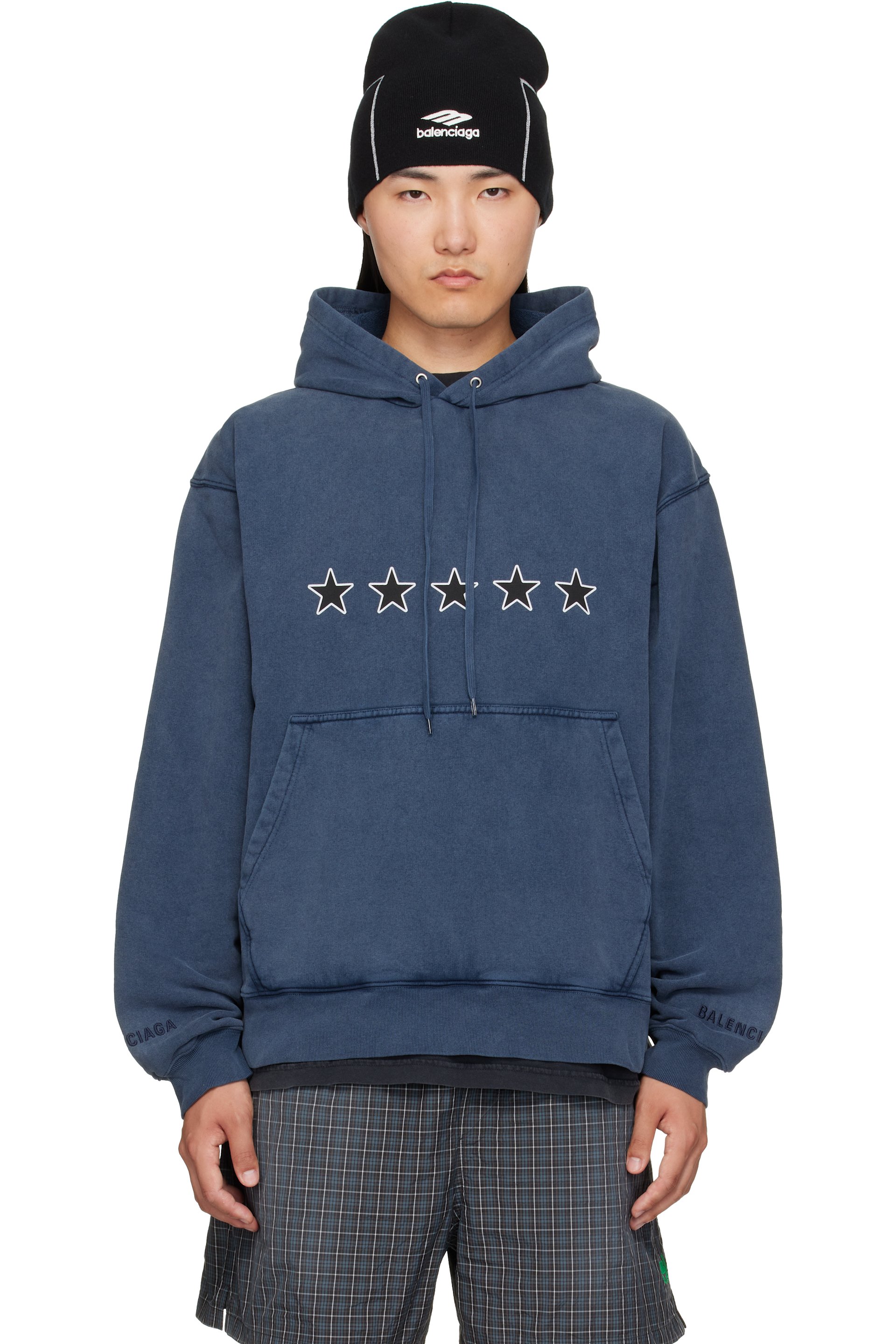 Balenciaga - Pull à capuche surdimensionné bleu marine