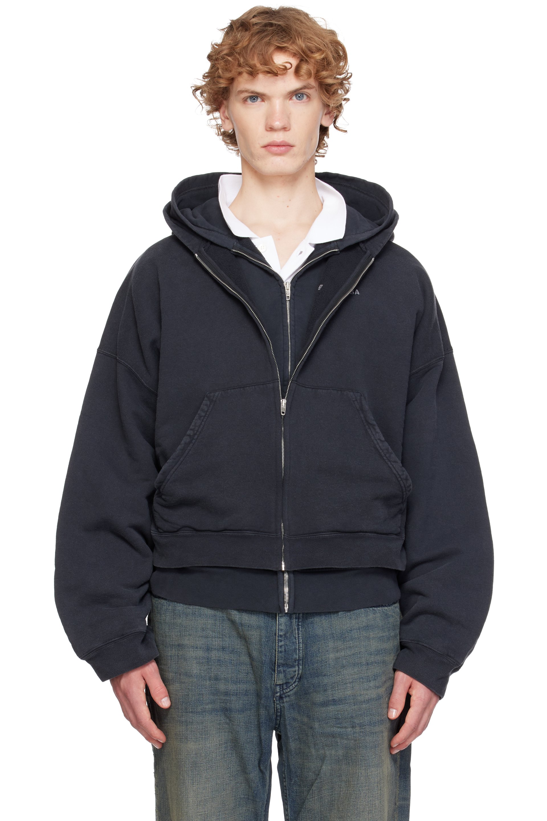 Balenciaga - Black Layered Zip-Up Hoodie
