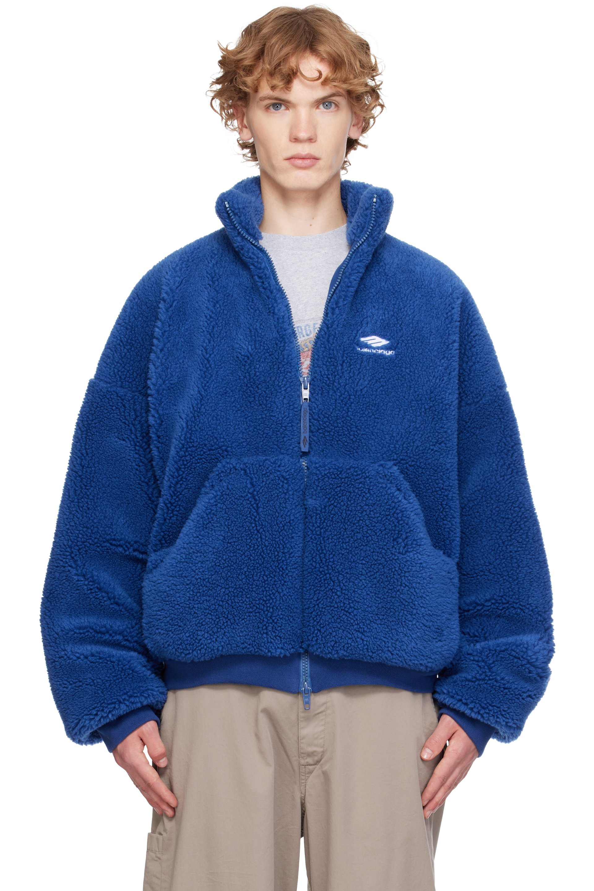 Balenciaga - Blue Zip-Up Jacket