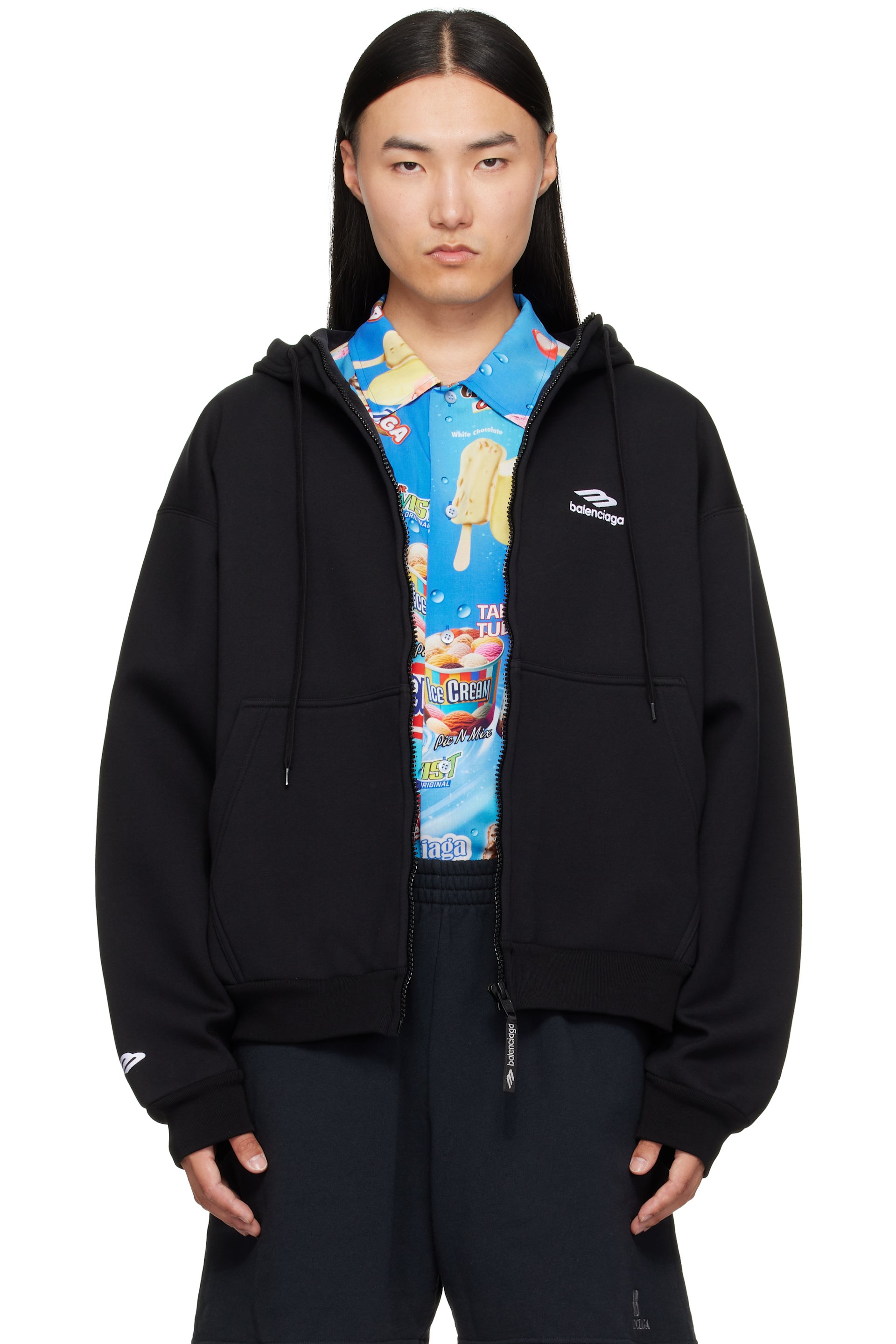 Balenciaga - Black Zip-Up Hoodie