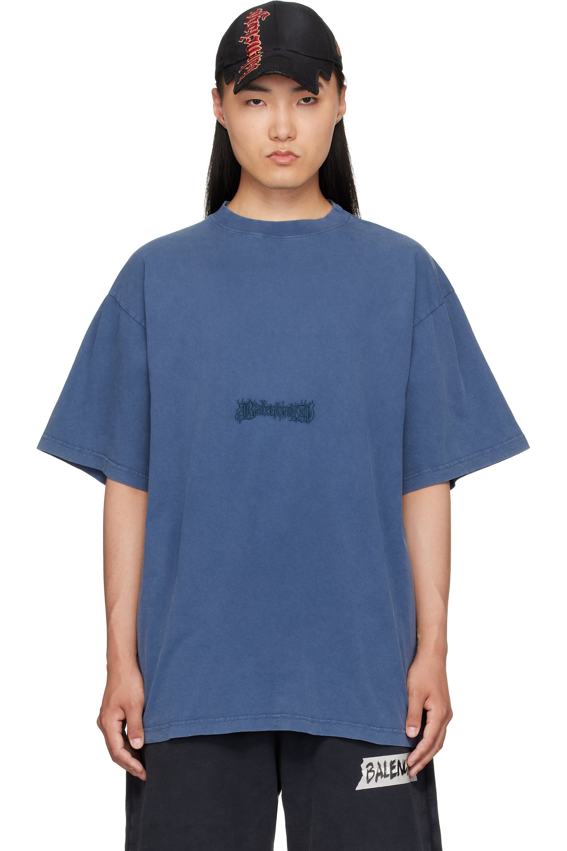 Balenciaga - T-shirt bleu à ornement torsadé