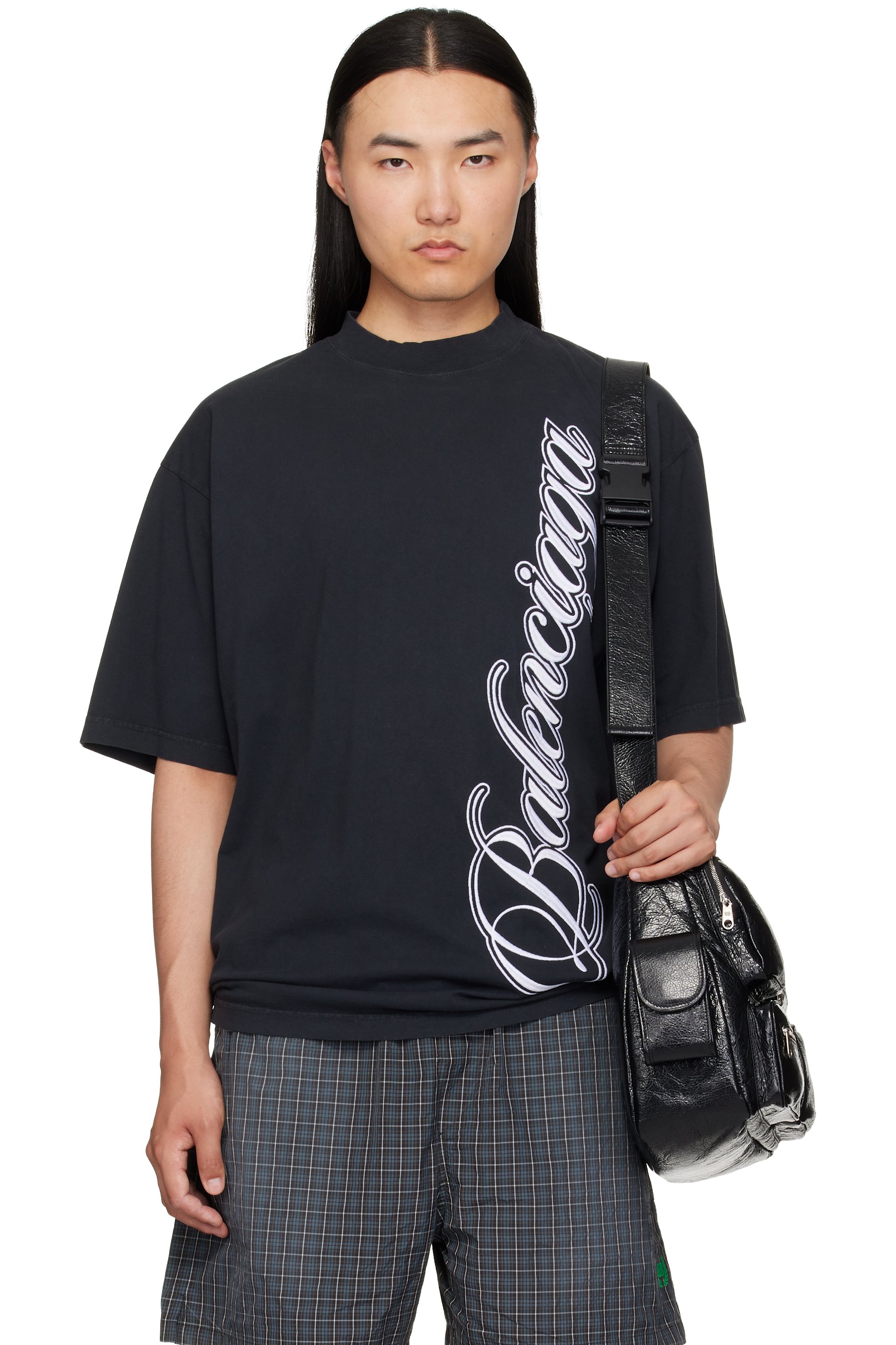 Balenciaga - T-shirt noir à logo Paris brodé