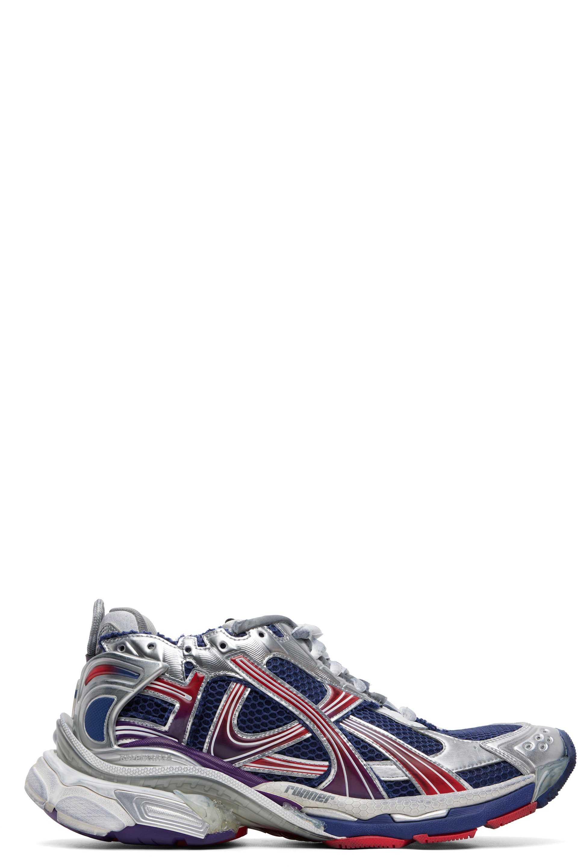 Balenciaga - Silver & Navy Runner Sneakers