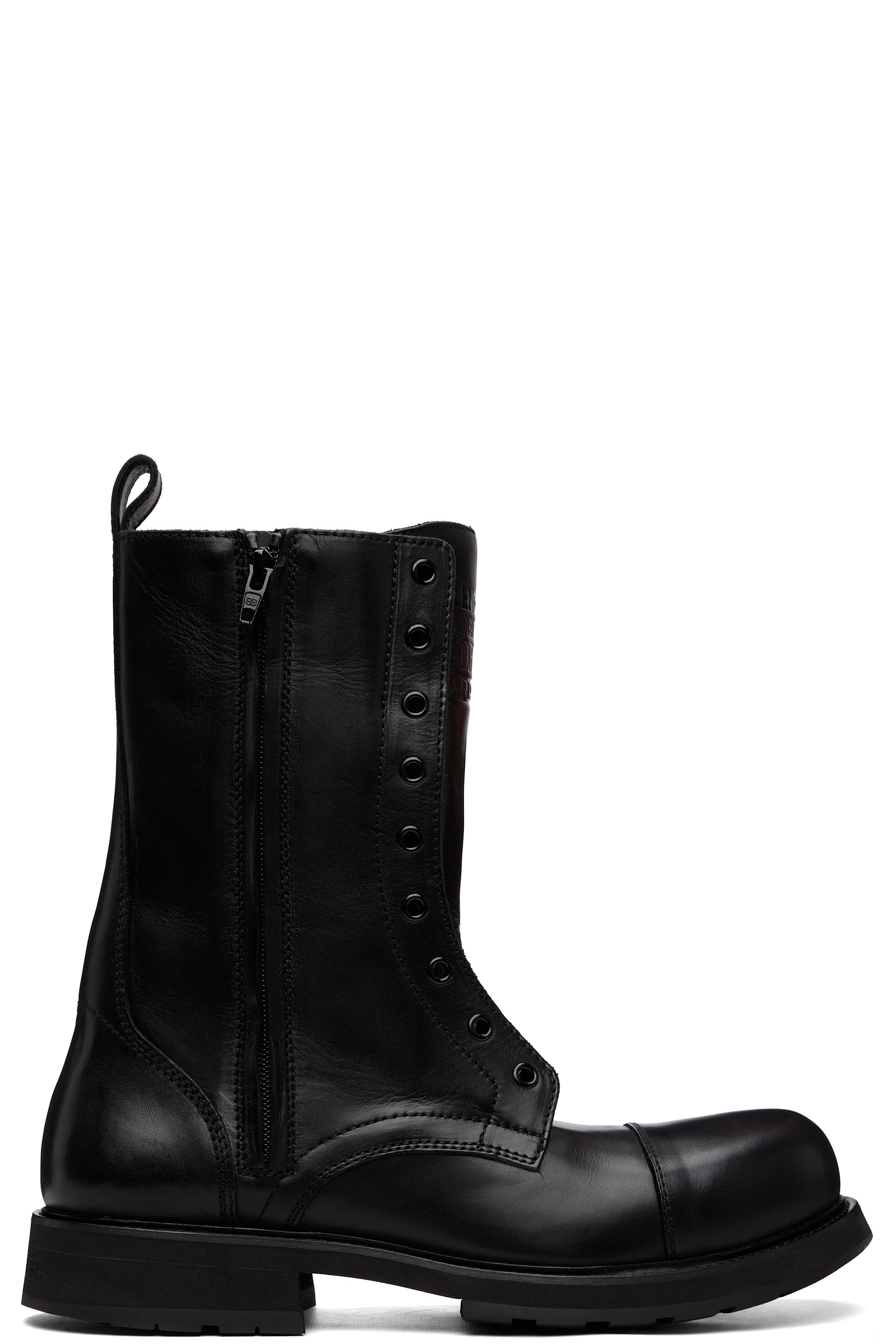Balenciaga - Bottes de style chaussure de camionneur noires à laçage