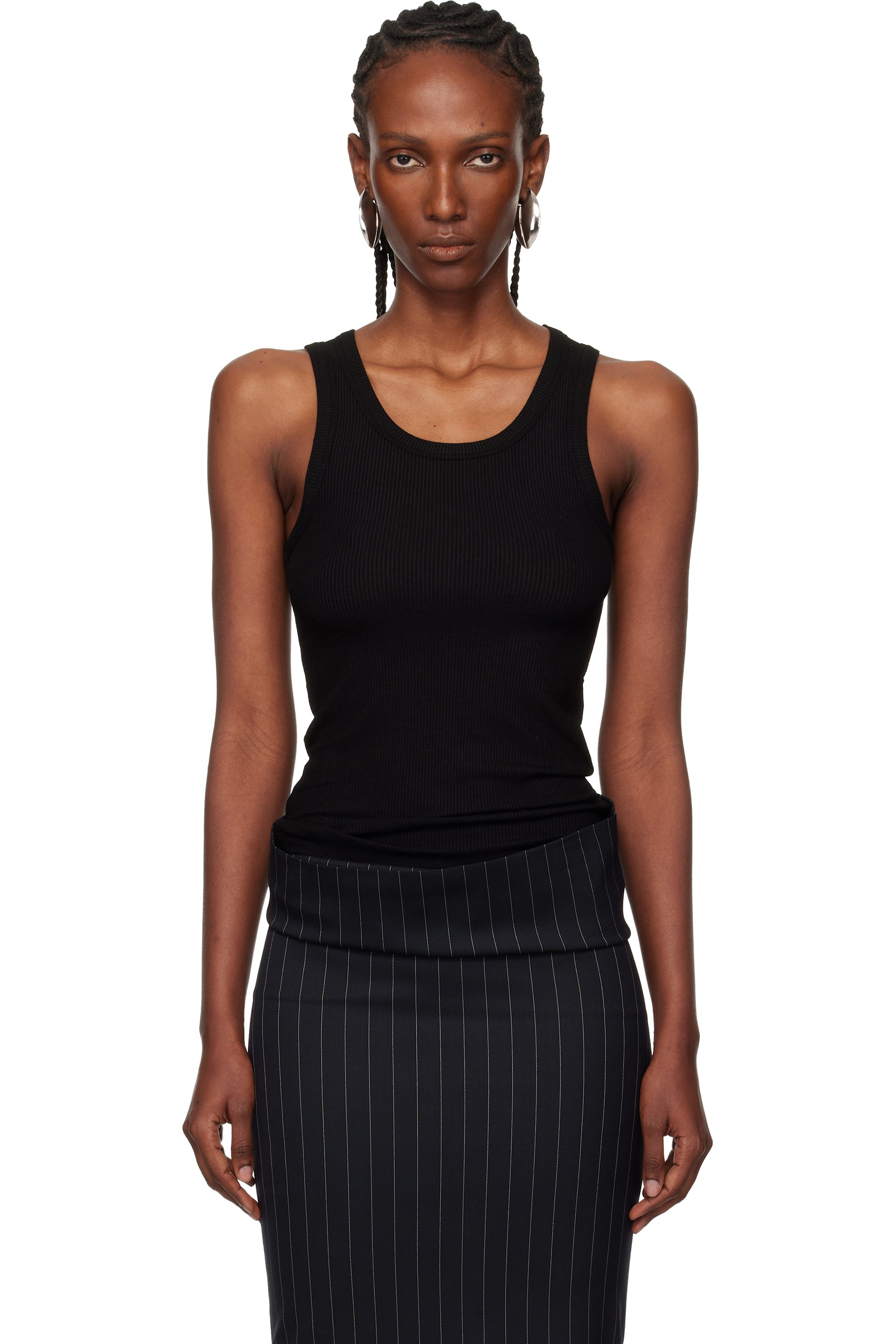 Mugler - Débardeur noir en tricot côtelé