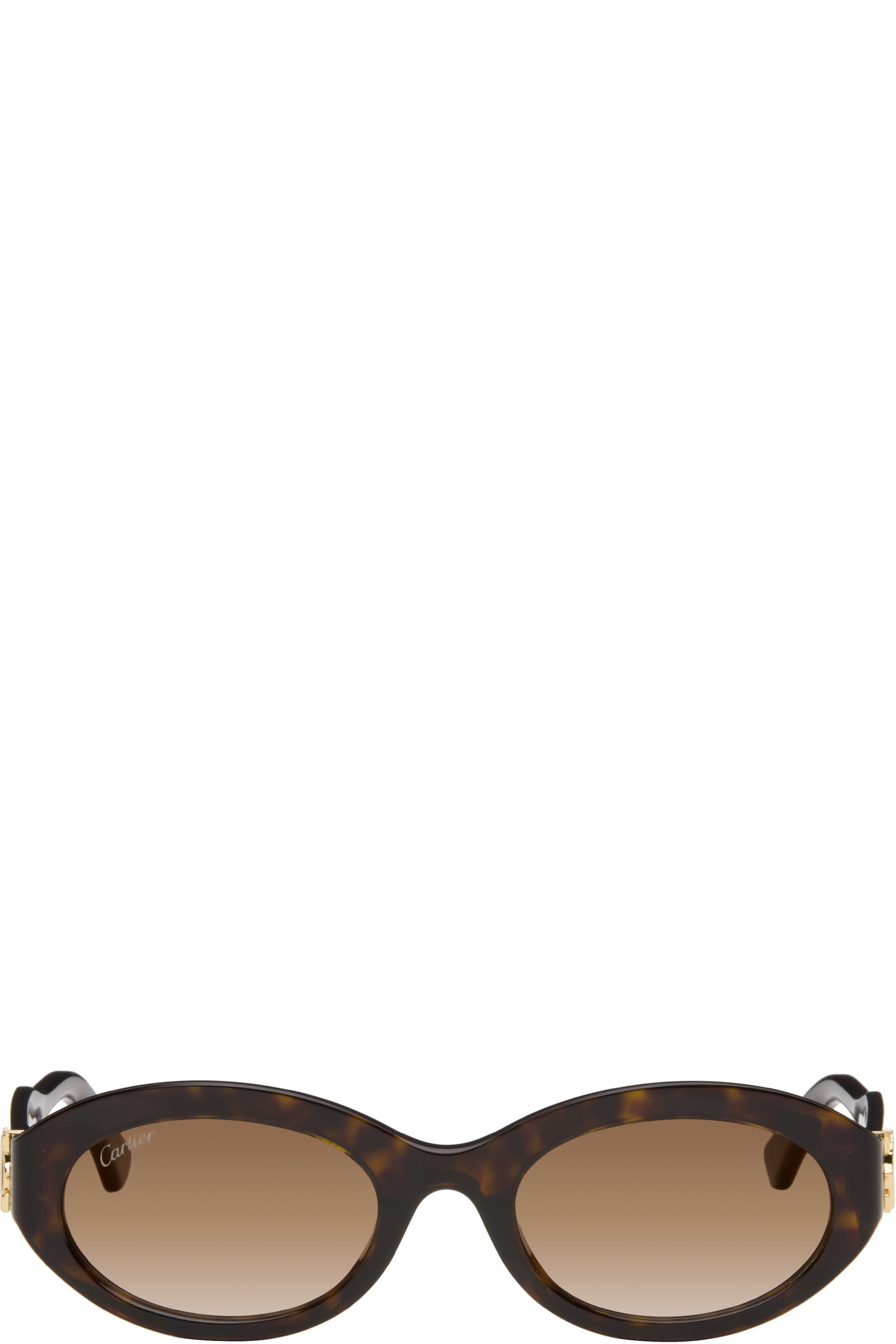 Cartier - Lunettes de soleil ovales brunes en acétate - Signature C