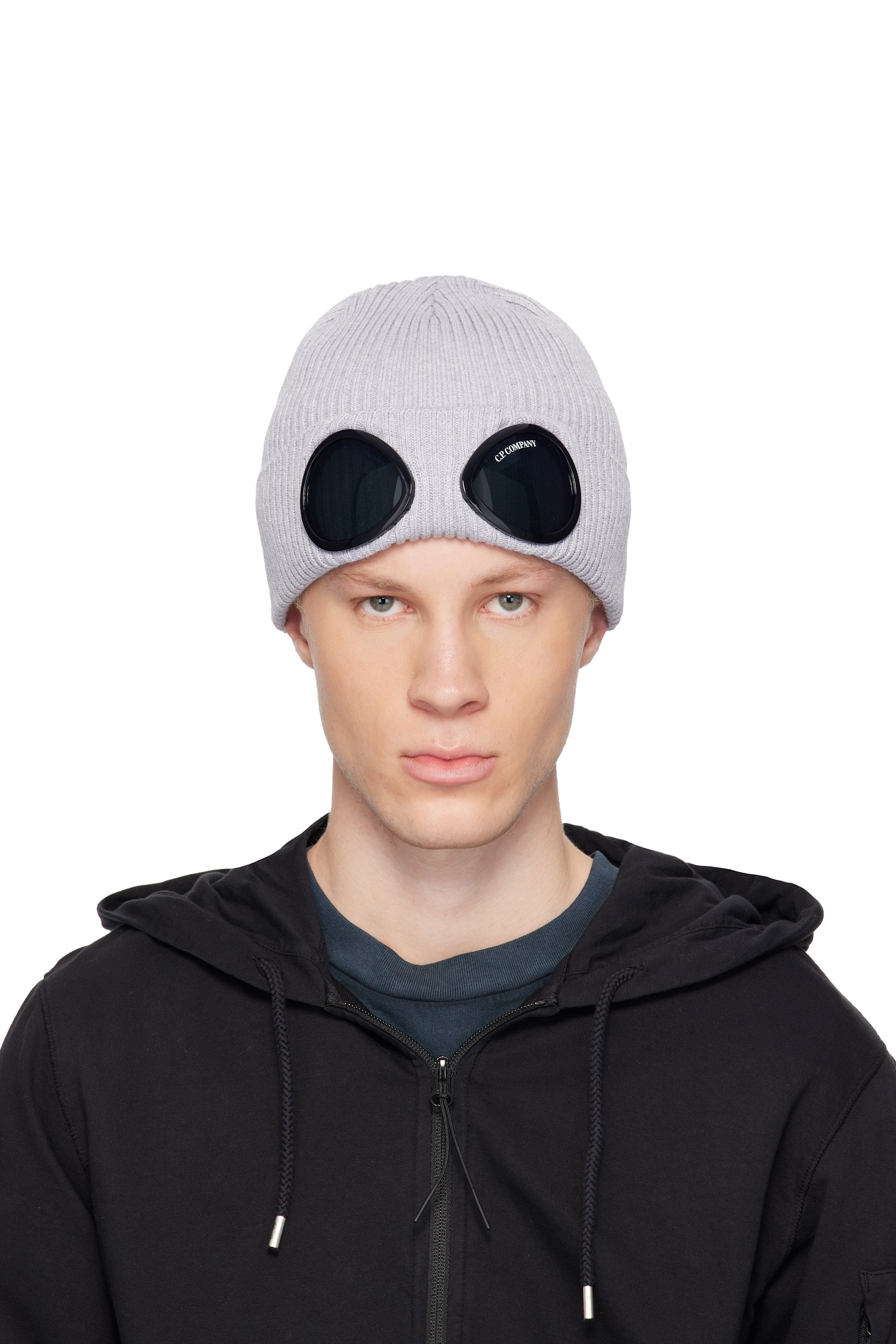 C.P. Company - Gray Cotton Goggle Beanie