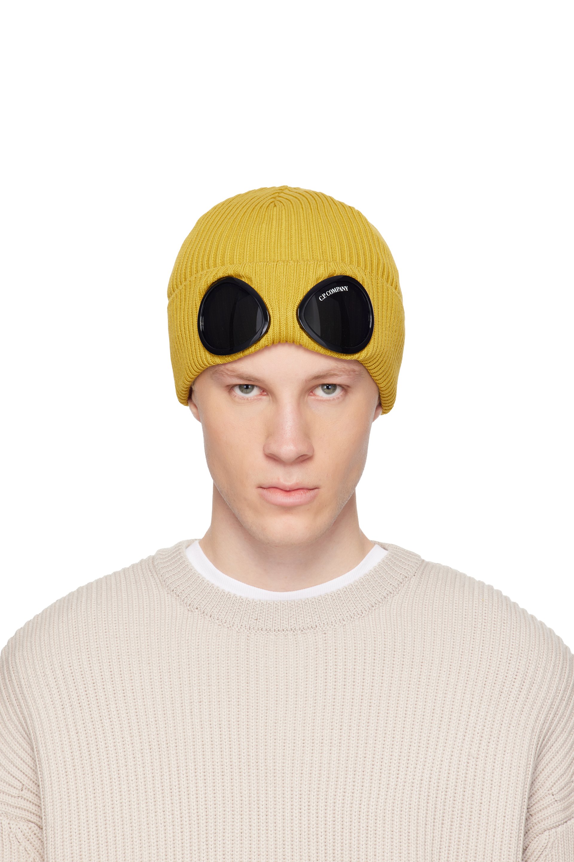 C.P. Company - Yellow Cotton Goggle Beanie