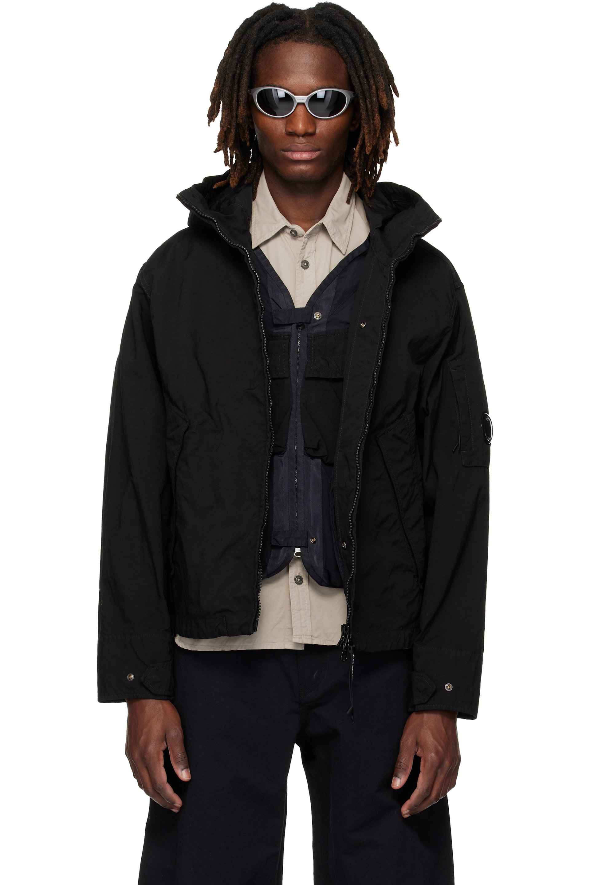 C.P. Company - 黑色 Twill Hooded Lens 夹克