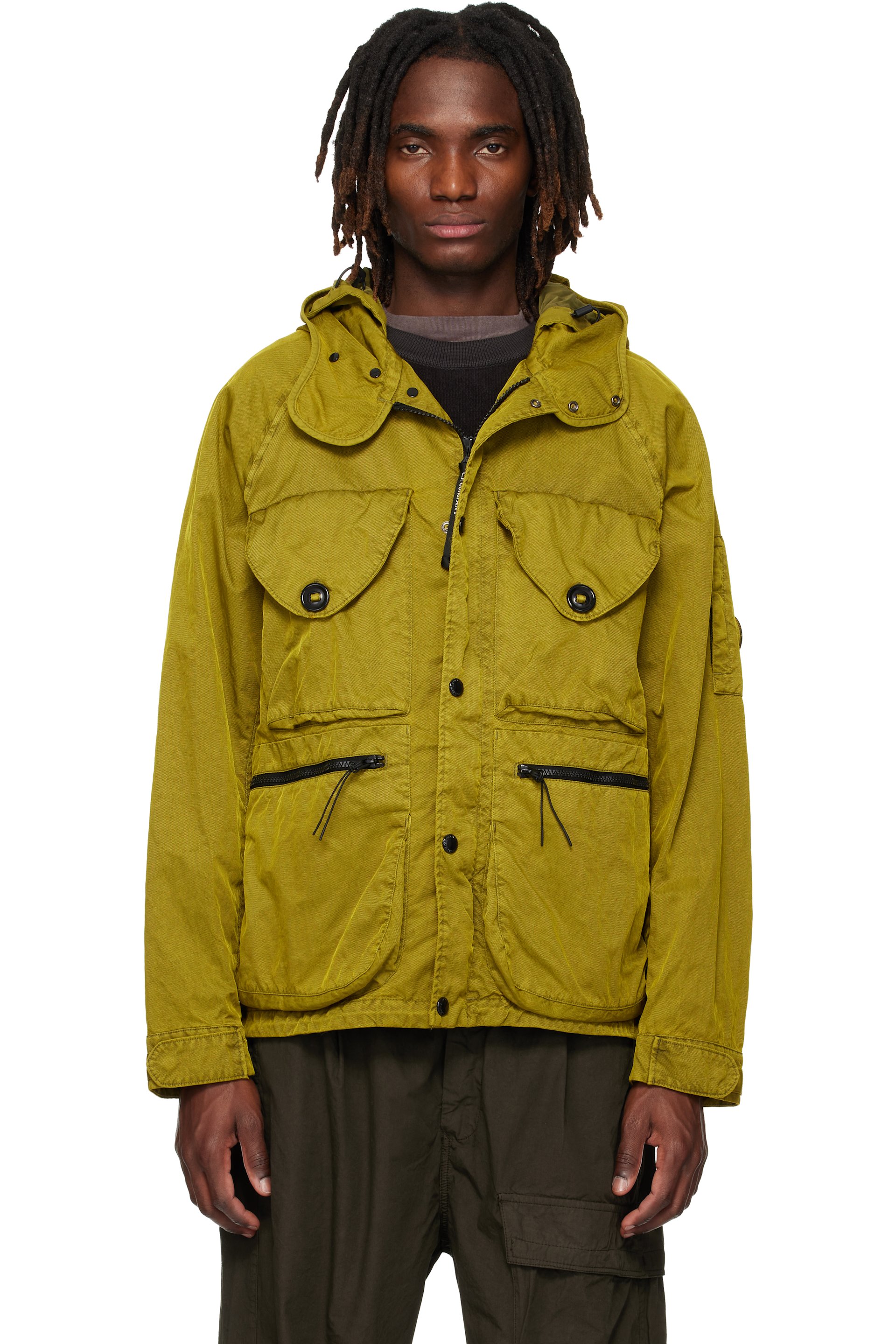 C.P. Company - 卡其色 Panama-R Mixed Goggle 夹克