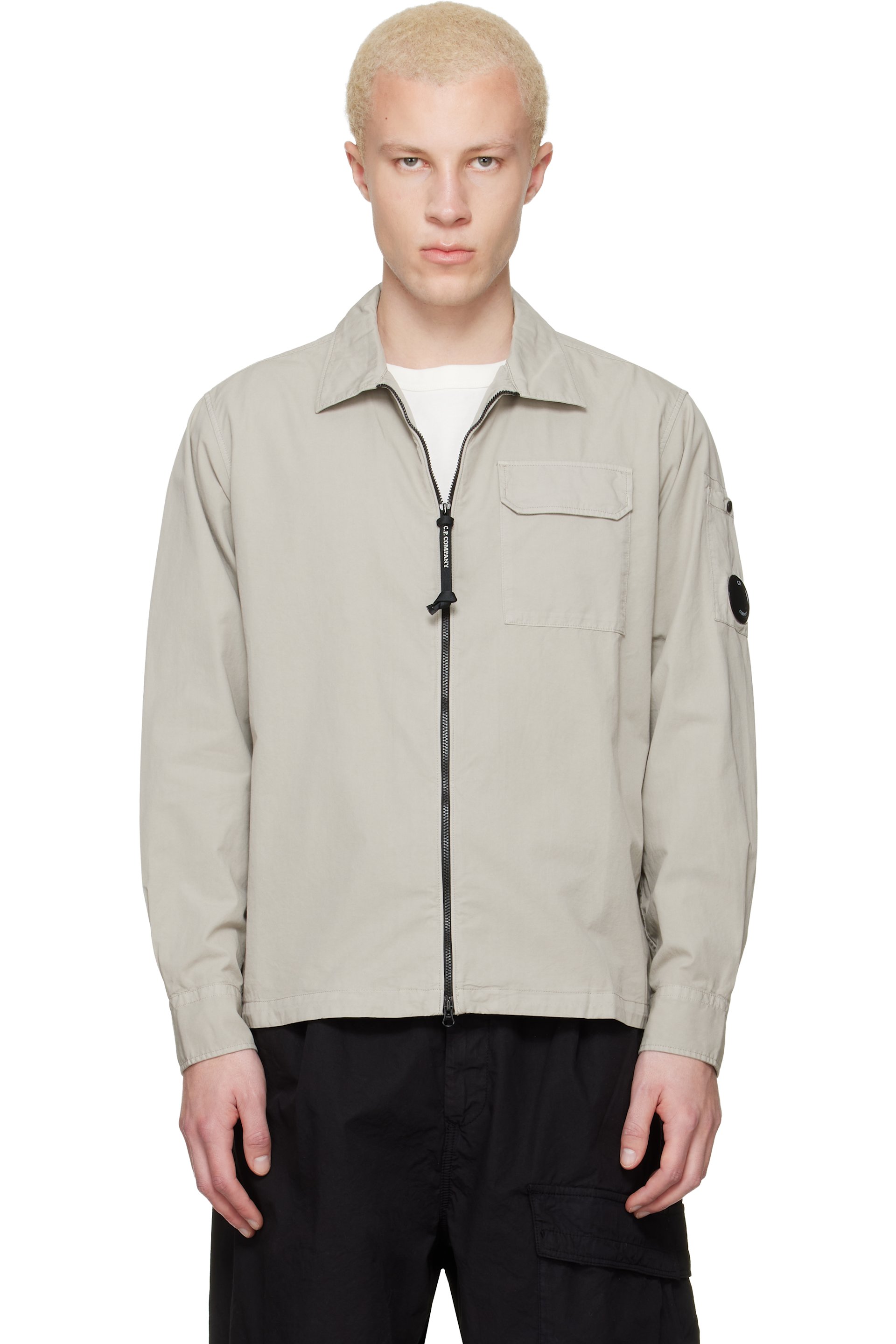 C.P. Company - 驼色 Organic Gabardine Zipped Lens 夹克