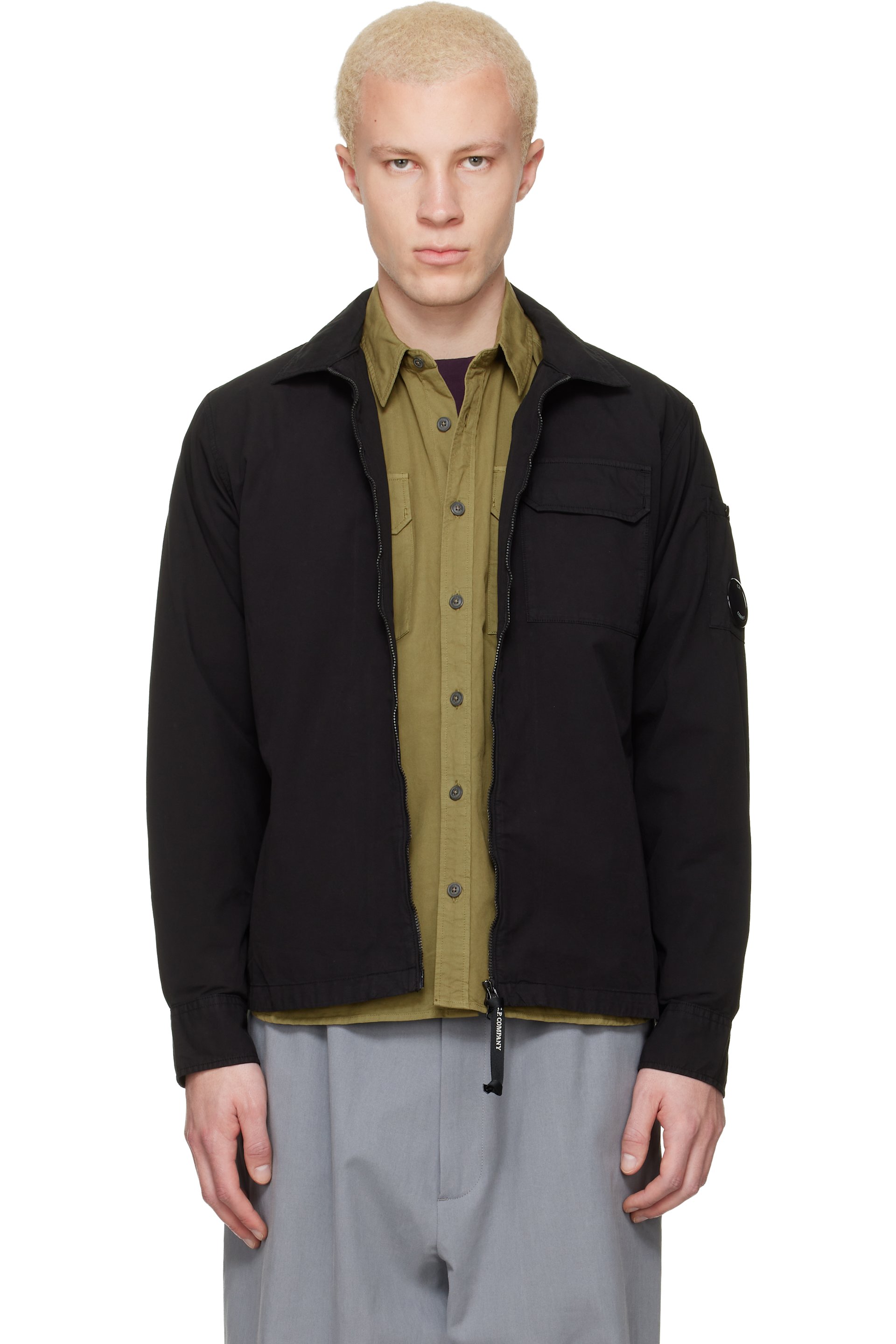 C.P. Company - 黑色 Organic Gabardine Zipped Lens 夹克