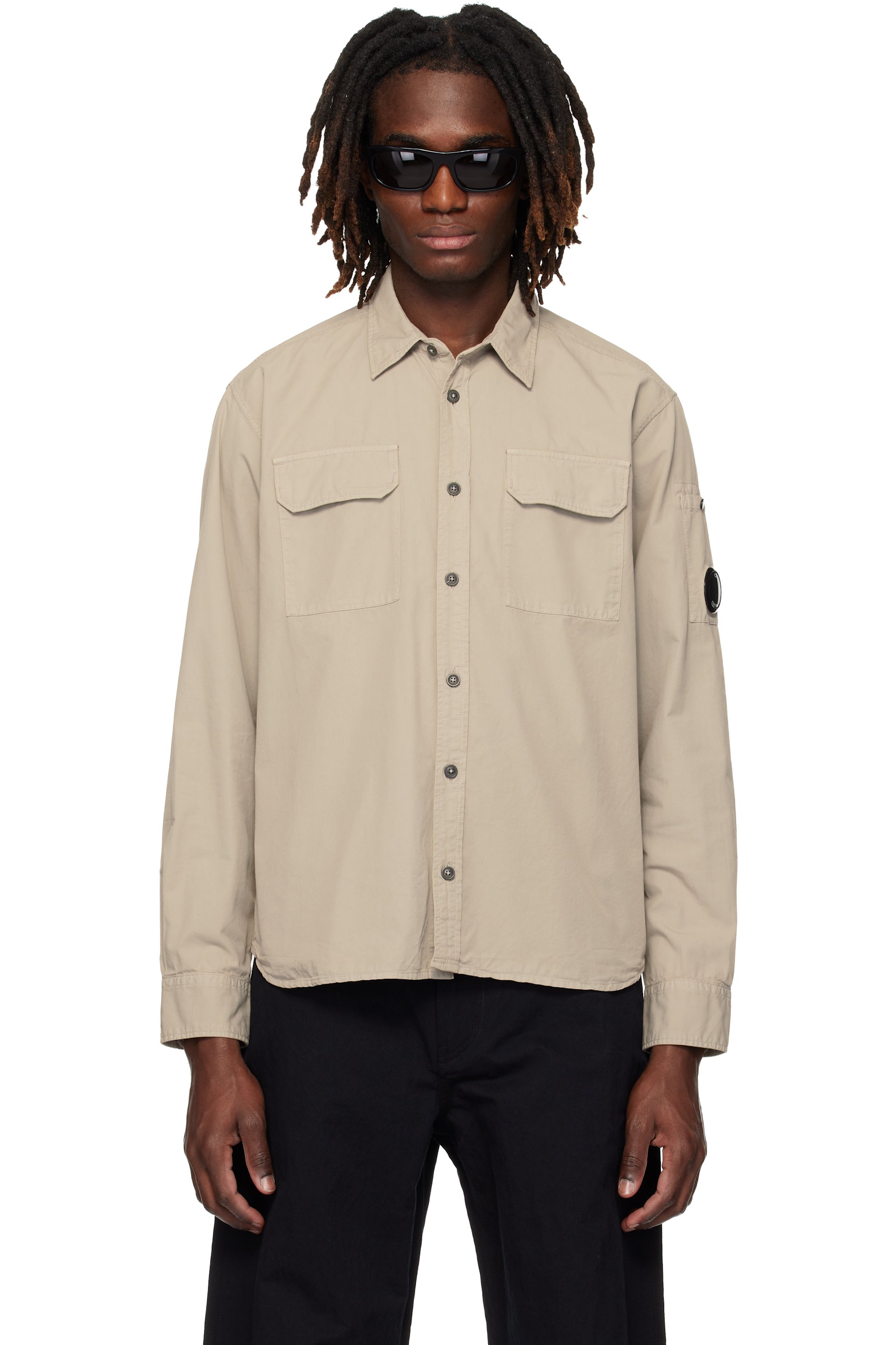 C.P. Company - Gray Organic Gabardine Long Sleeve Lens Shirt