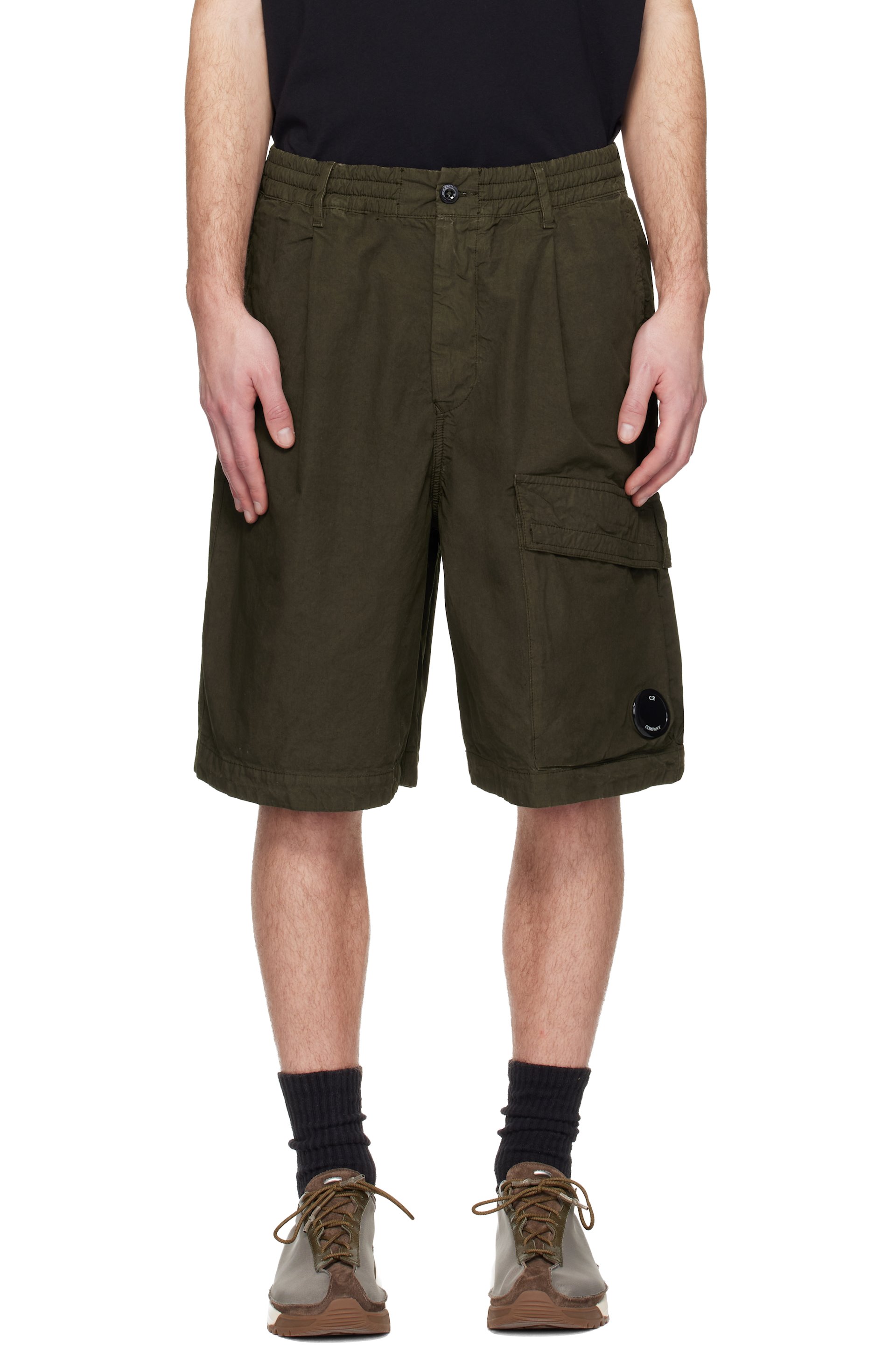 C.P. Company - Khaki Micro-Reps Boxy Lens Shorts