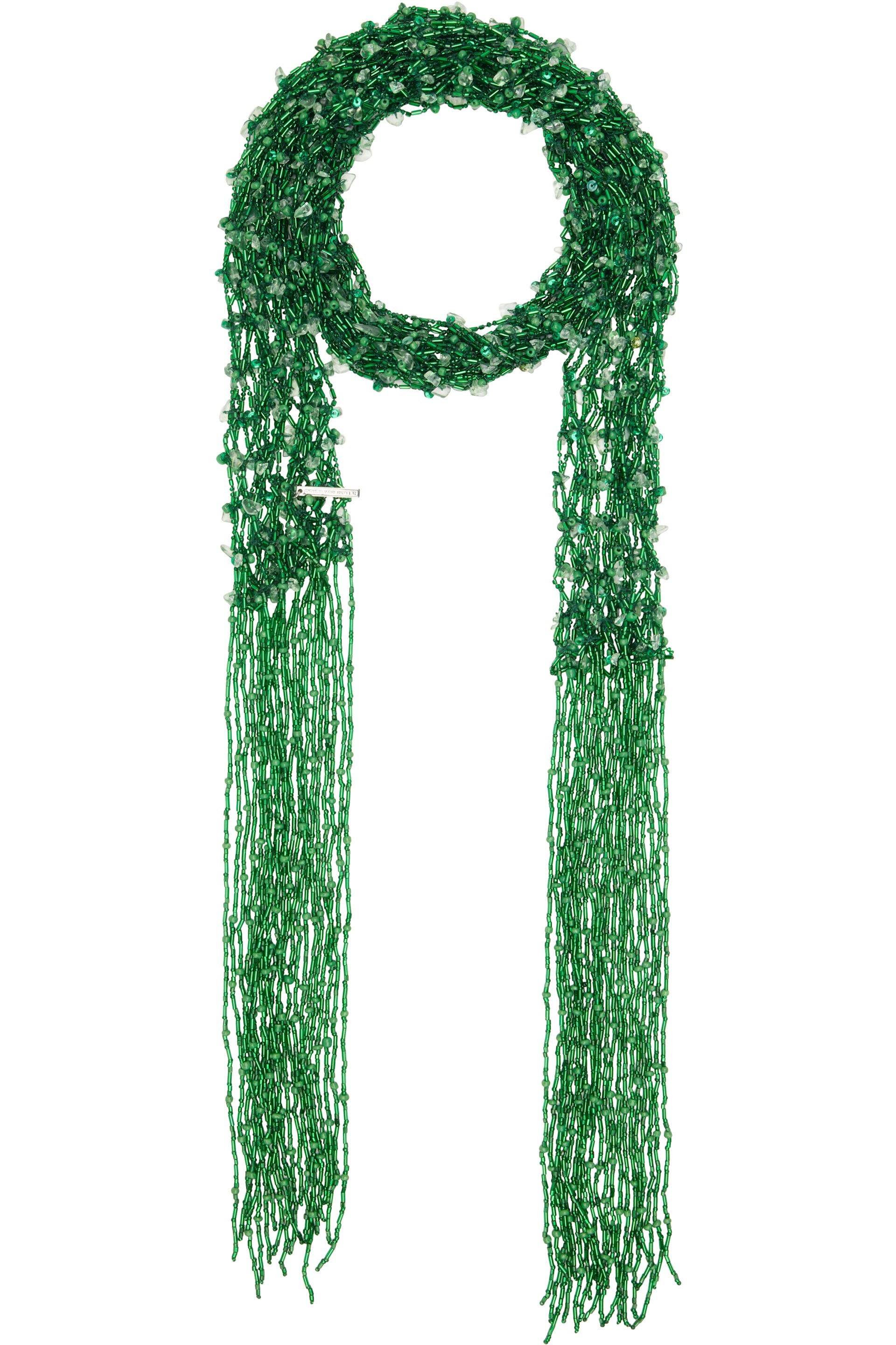 Dries Van Noten: Green Embroidered Necklace Scarf | SSENSE