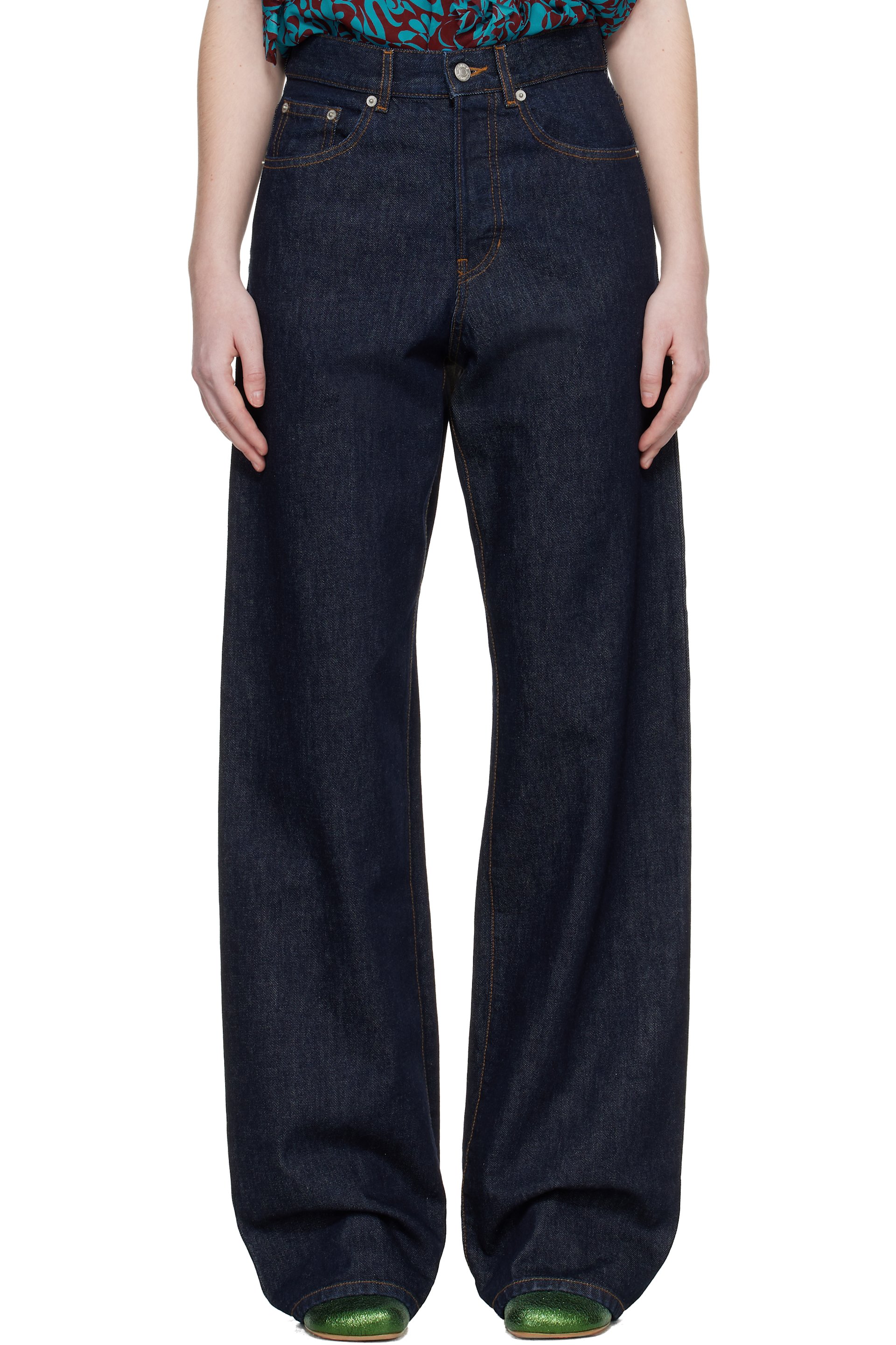 Dries Van Noten - Jean droit bleu marine