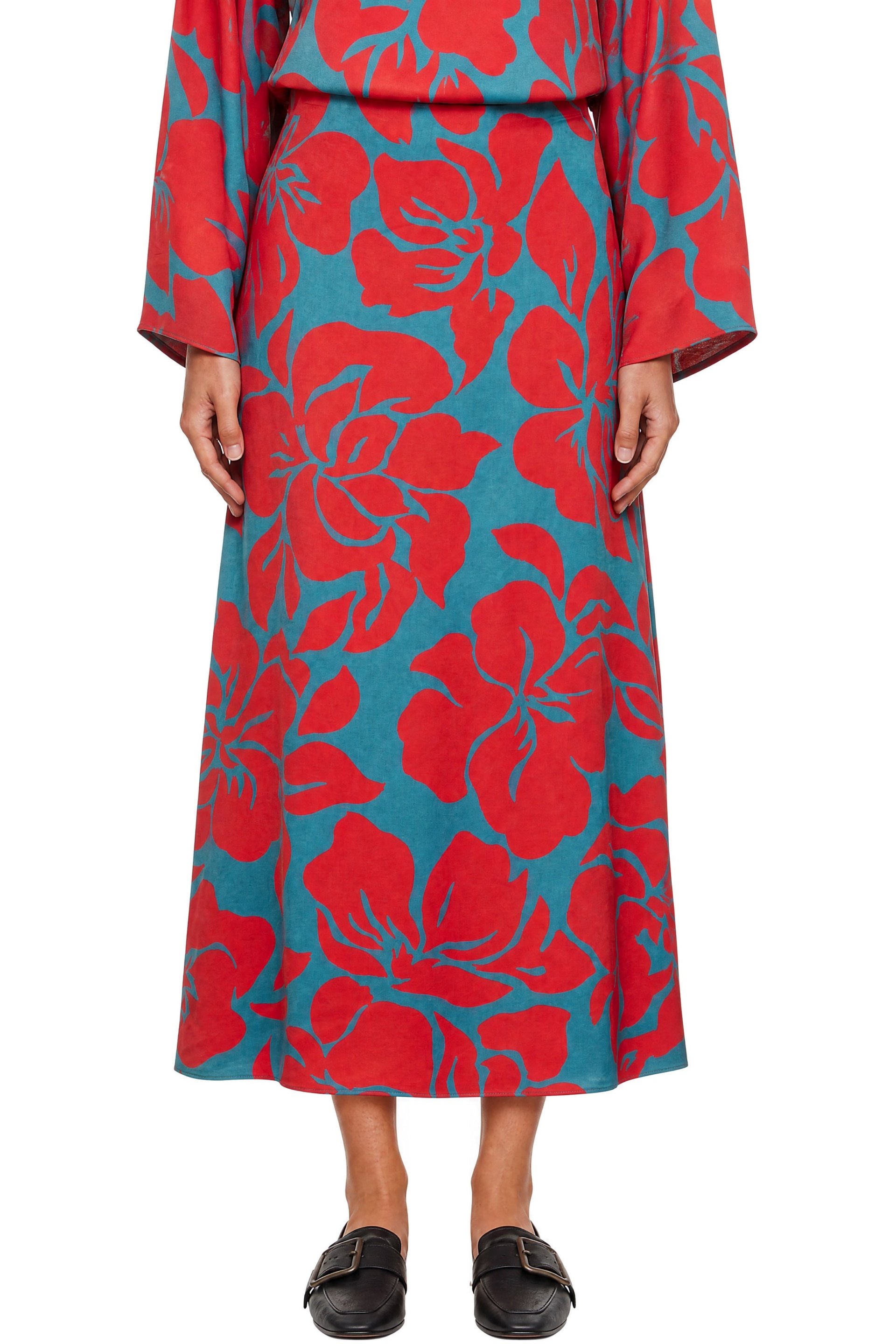 Dries Van Noten - Red & Blue Floral Maxi Skirt