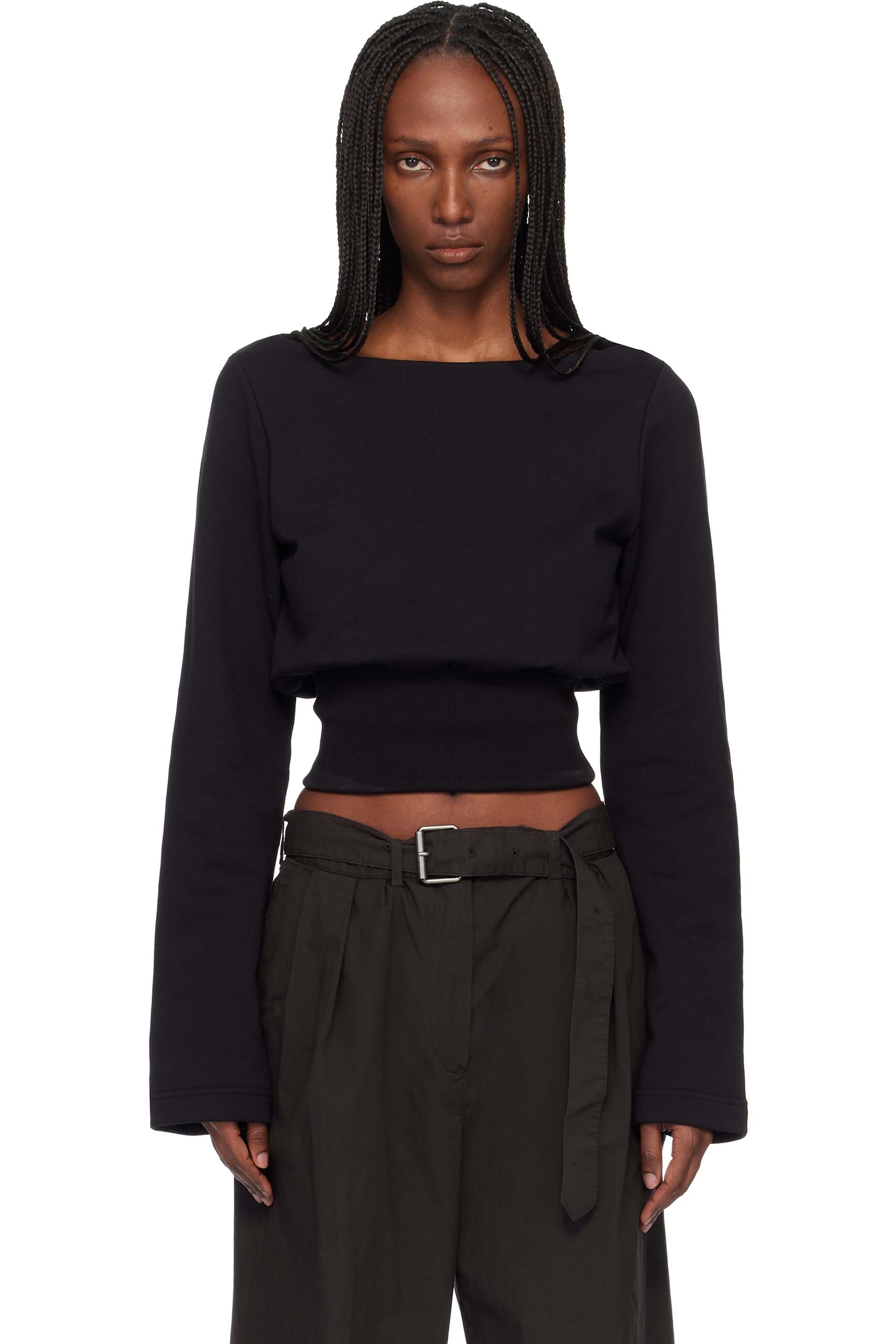 Dries Van Noten - T-shirt noir à col bateau