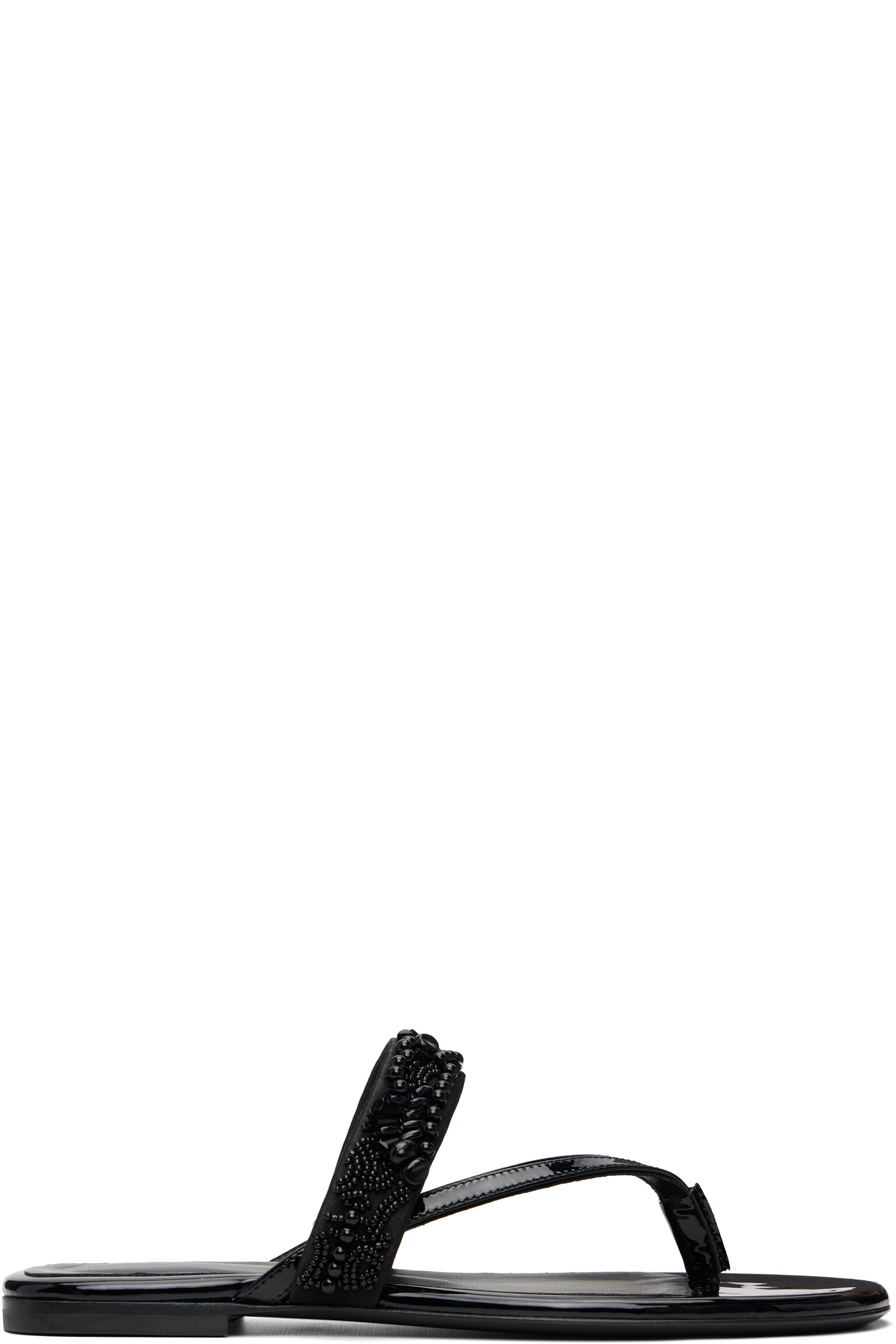 Dries Van Noten - ブラック Embroidered Matadore Strap フラットサンダル