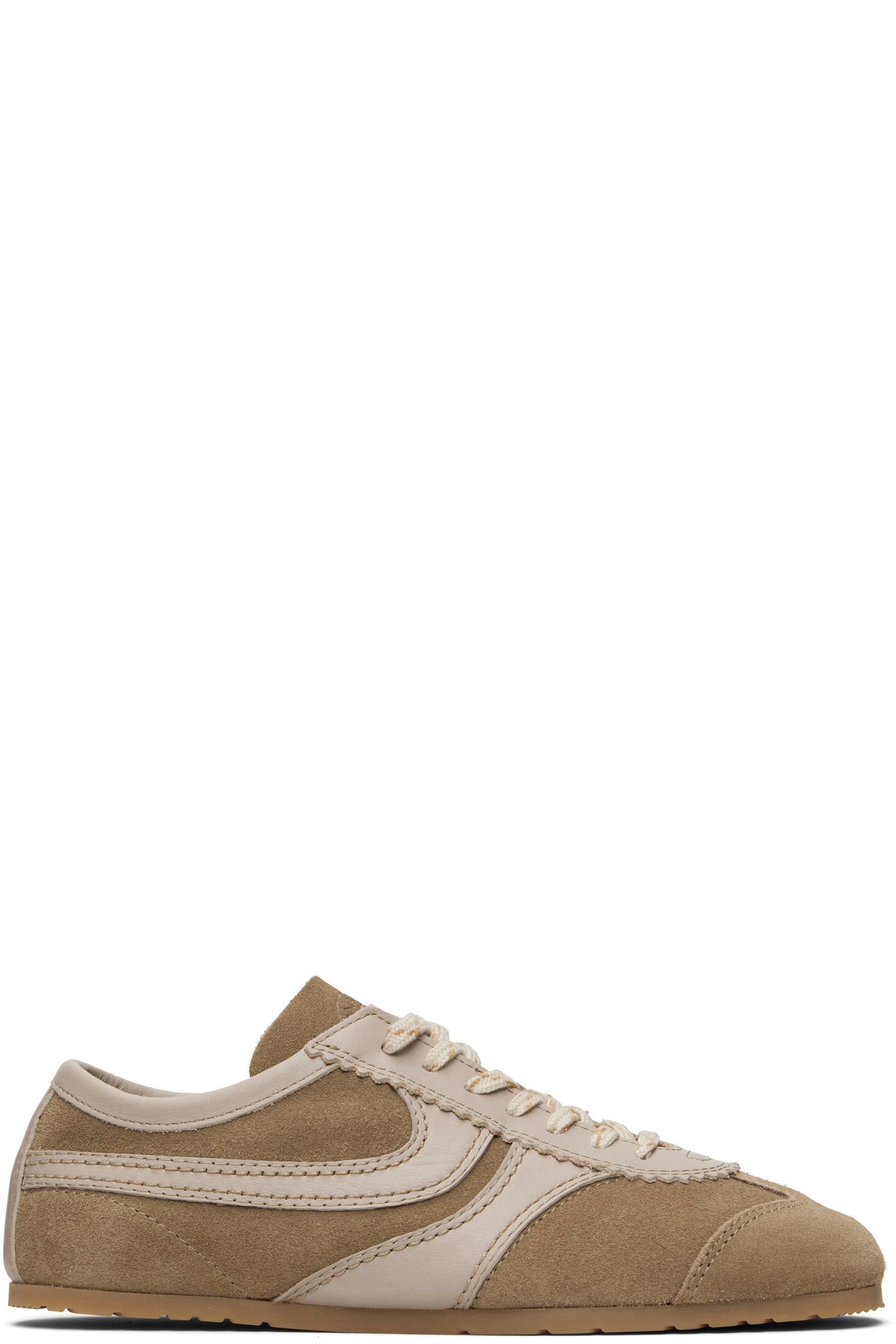 Dries Van Noten - Baskets beiges en suède