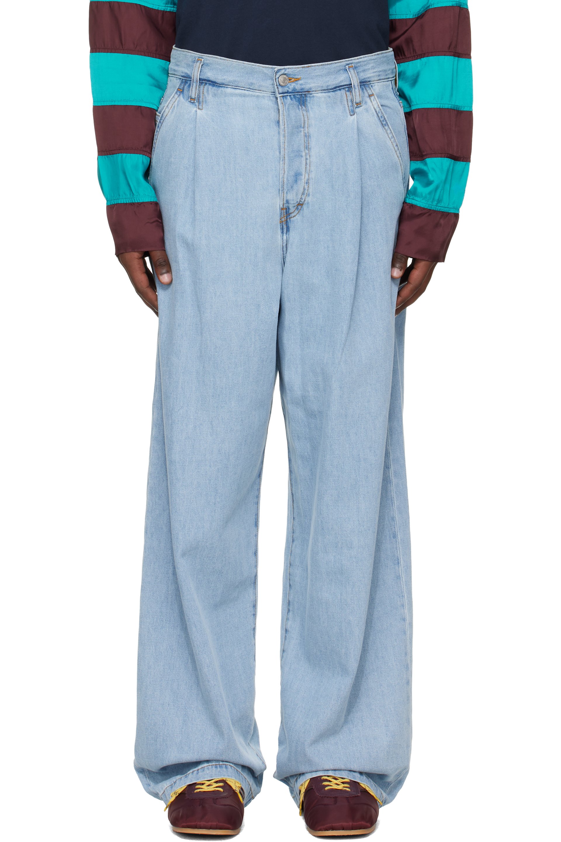 Dries Van Noten - Blue Pleated Jeans