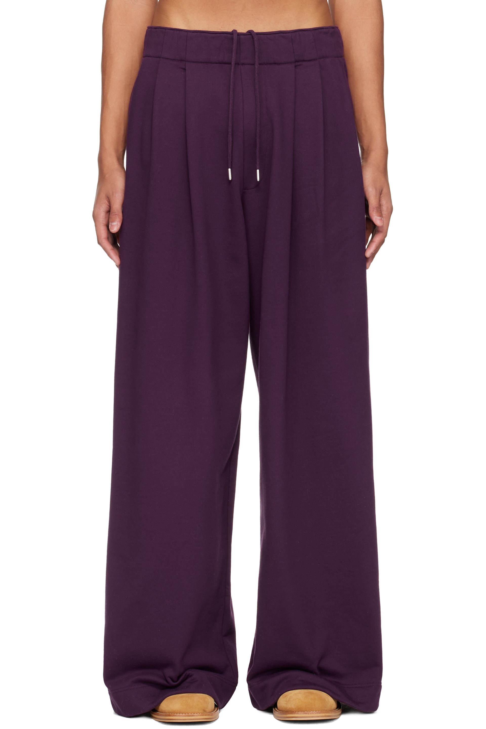 Dries Van Noten - Purple Pleated Sweatpants