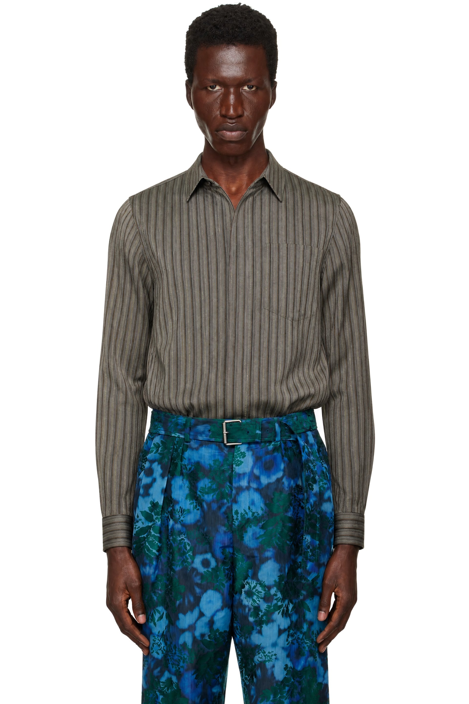 Dries Van Noten - Gray Viscose Zip Shirt