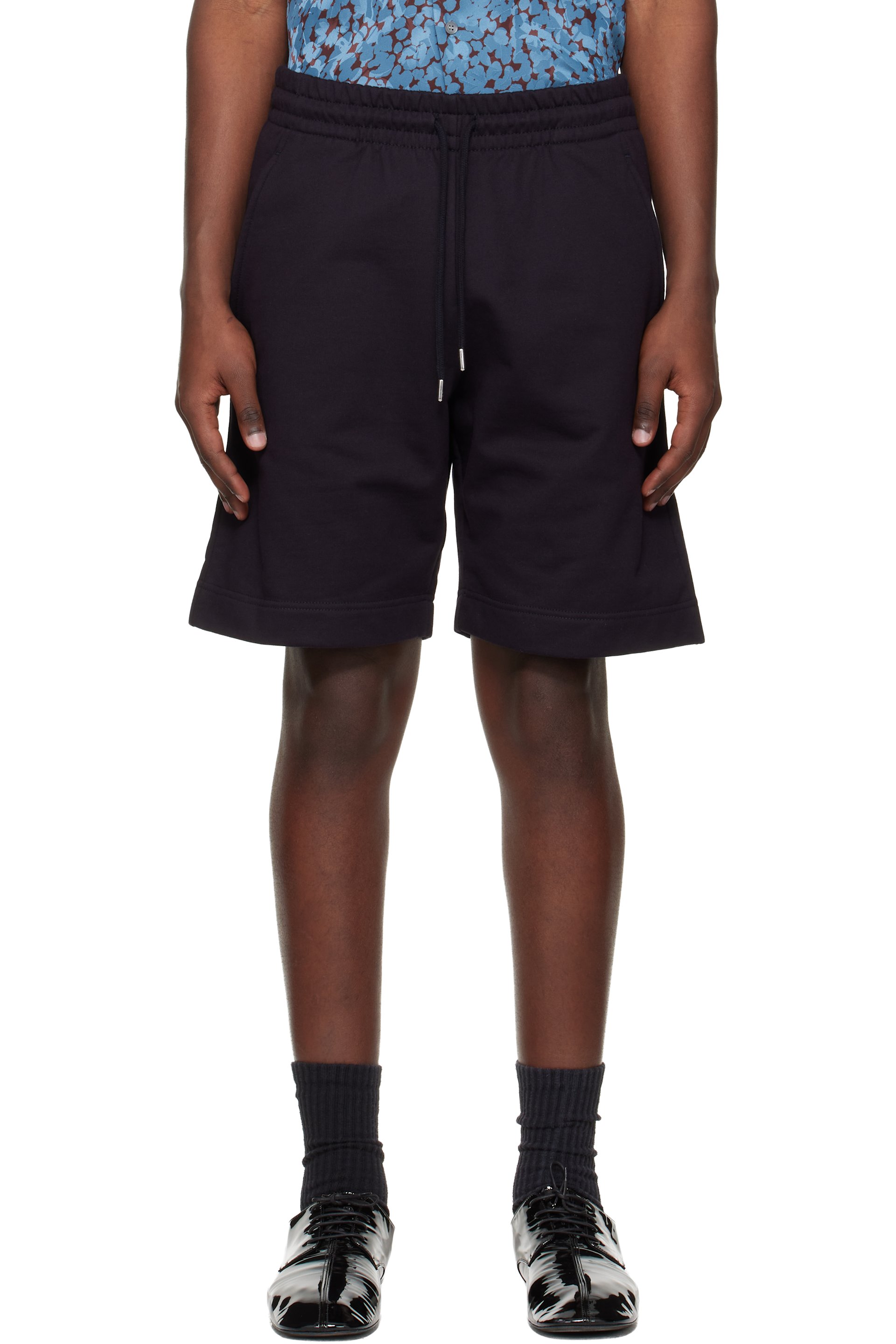 Dries Van Noten - Short bleu marine à cordon coulissant