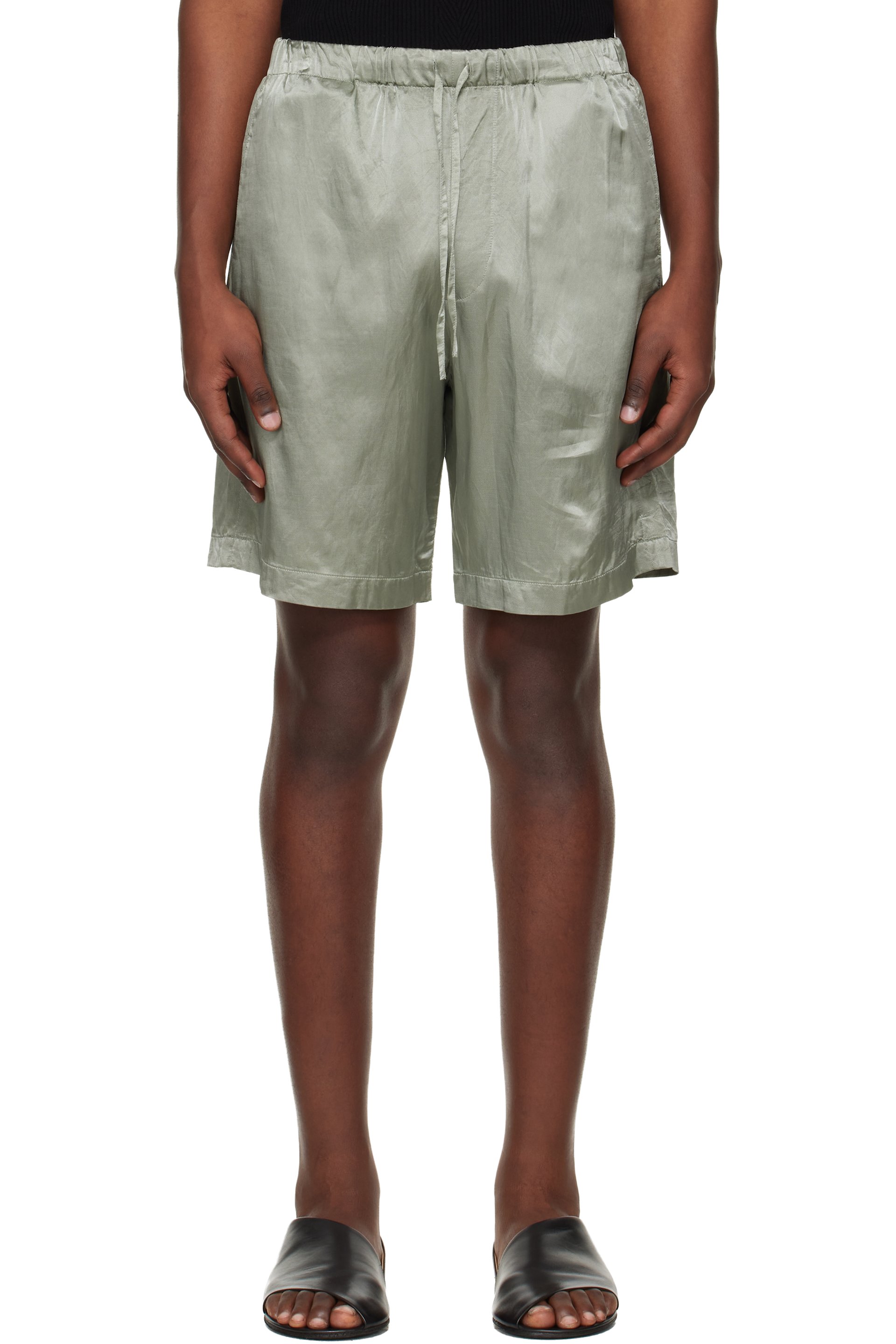 Dries Van Noten - Green Viscose Cotton Shorts