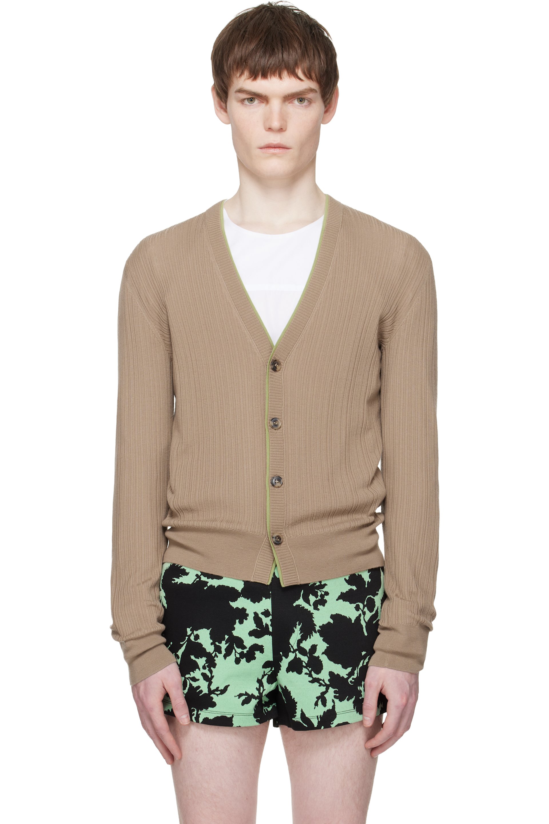 Dries Van Noten - Cardigan beige en laine mérinos