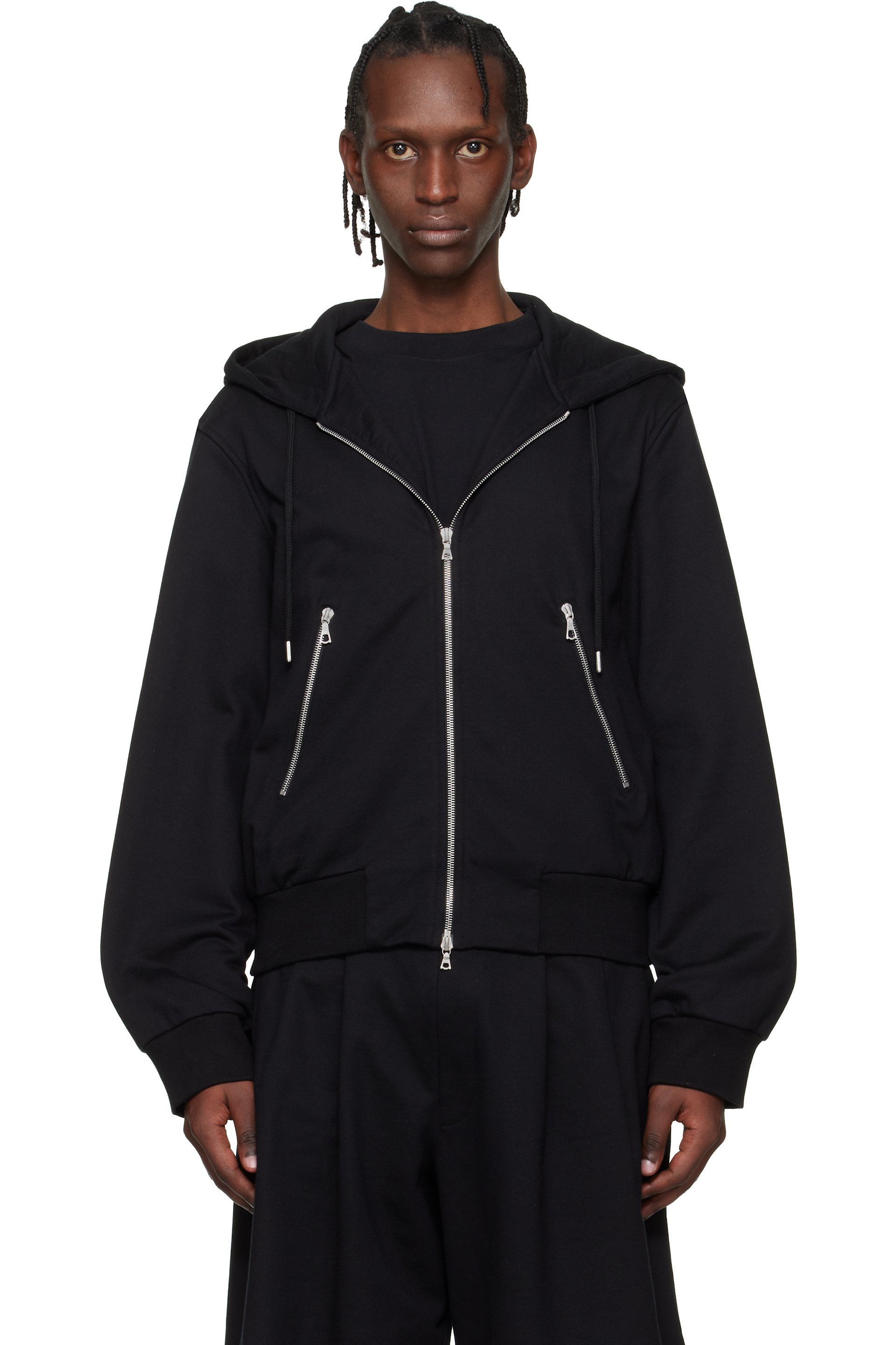 Dries Van Noten: Black Loose Zipped Hoodie | SSENSE