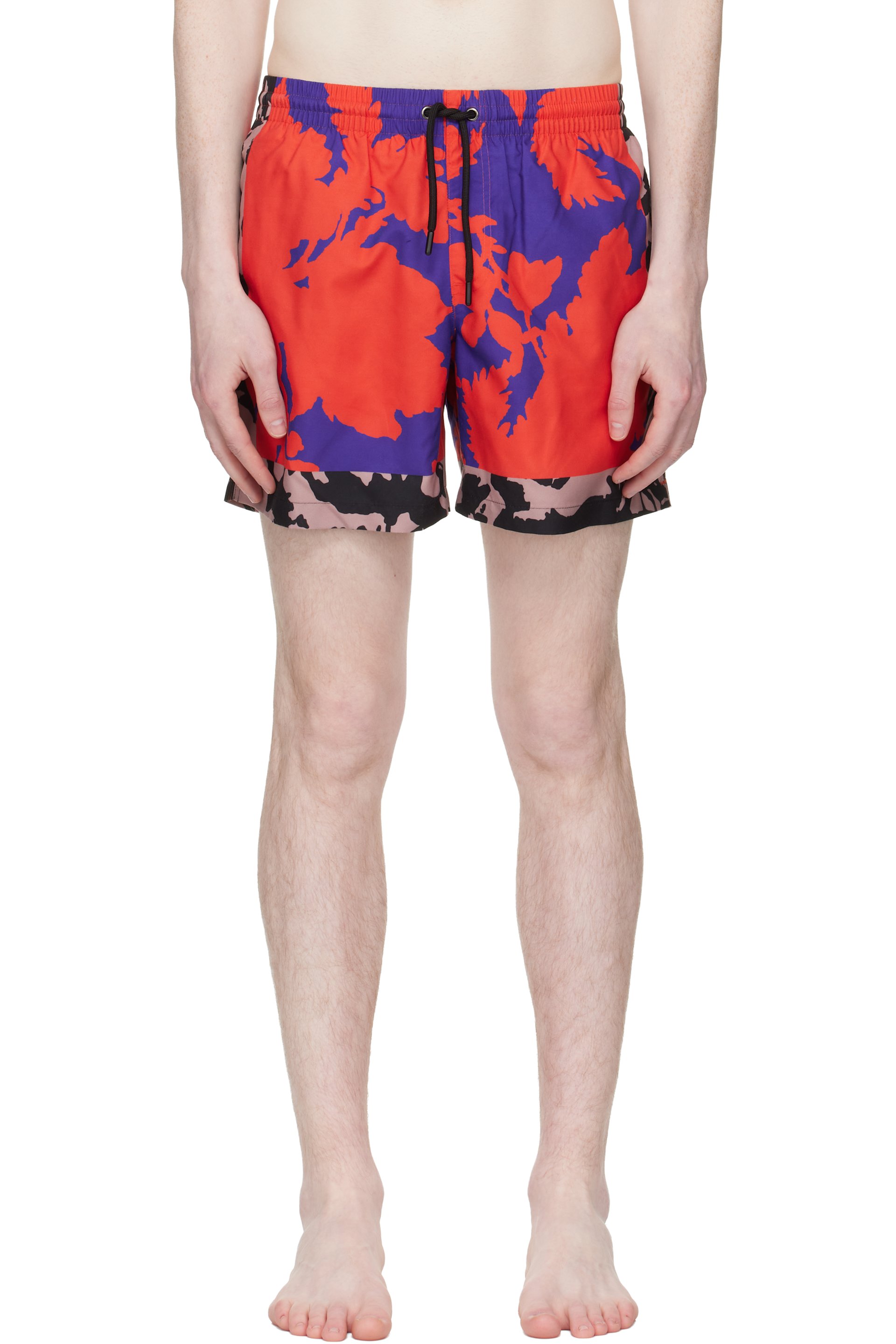 Dries Van Noten - Red & Purple Printed Swim Shorts
