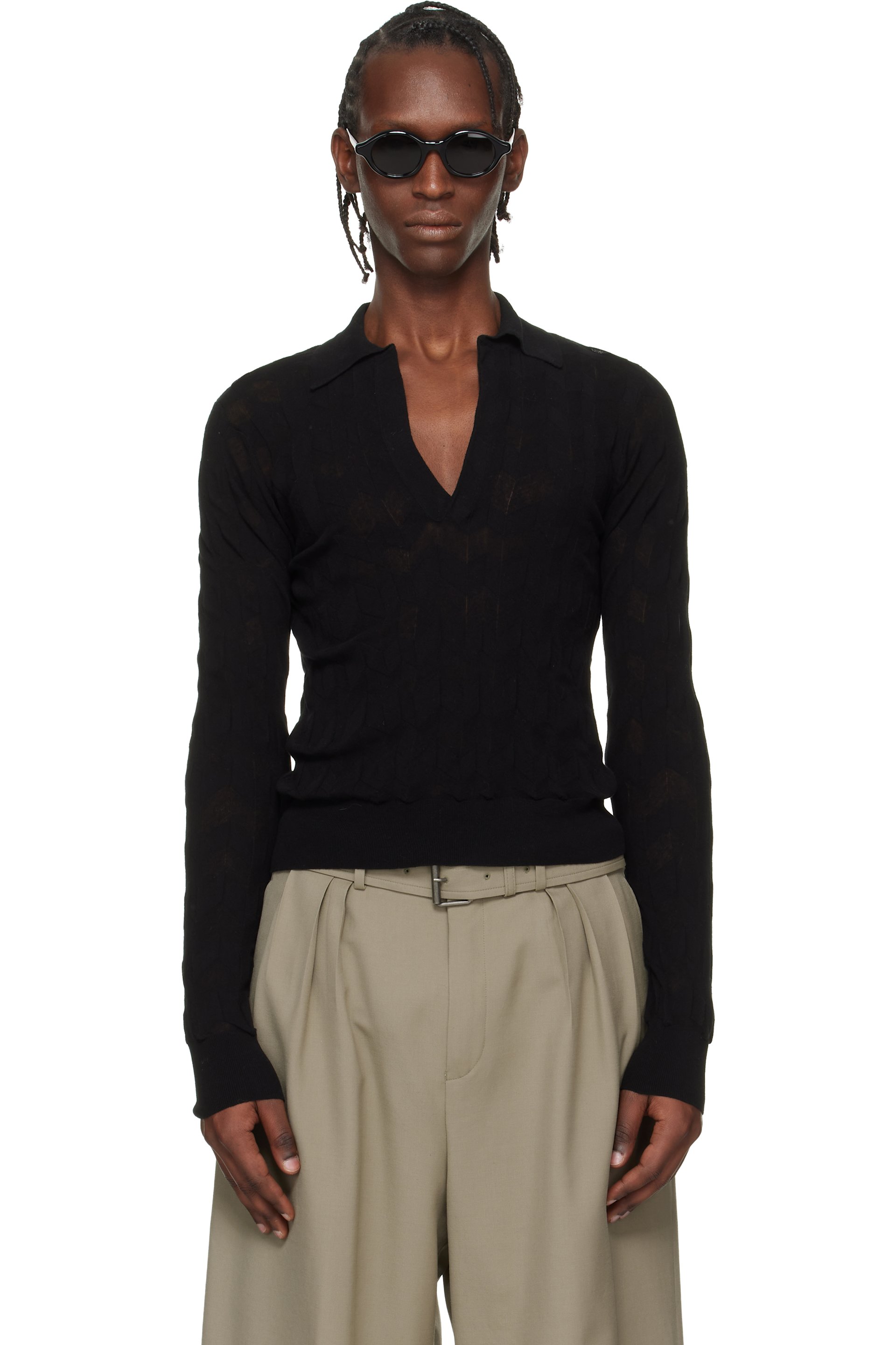 Dries Van Noten - Black Knit Polo