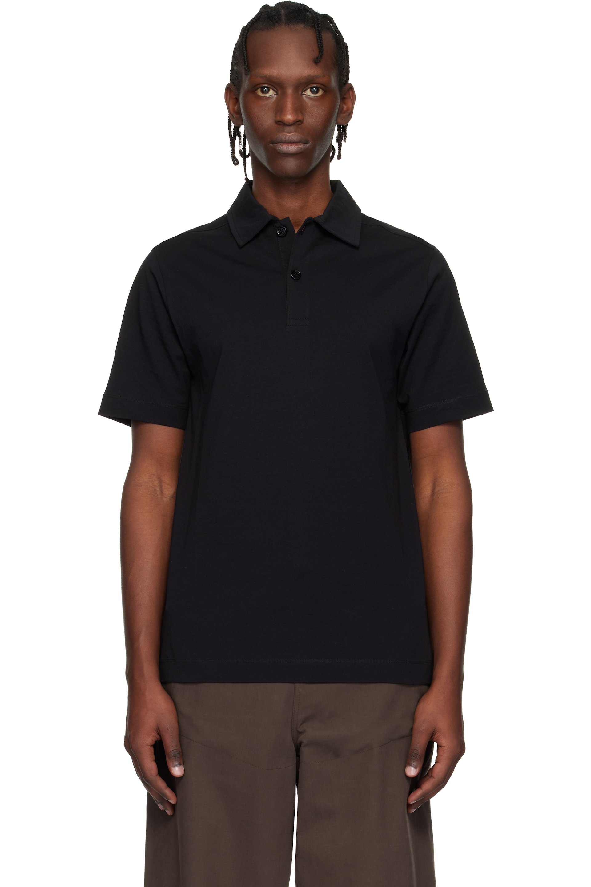 Dries Van Noten - Black Cotton Jersey Polo
