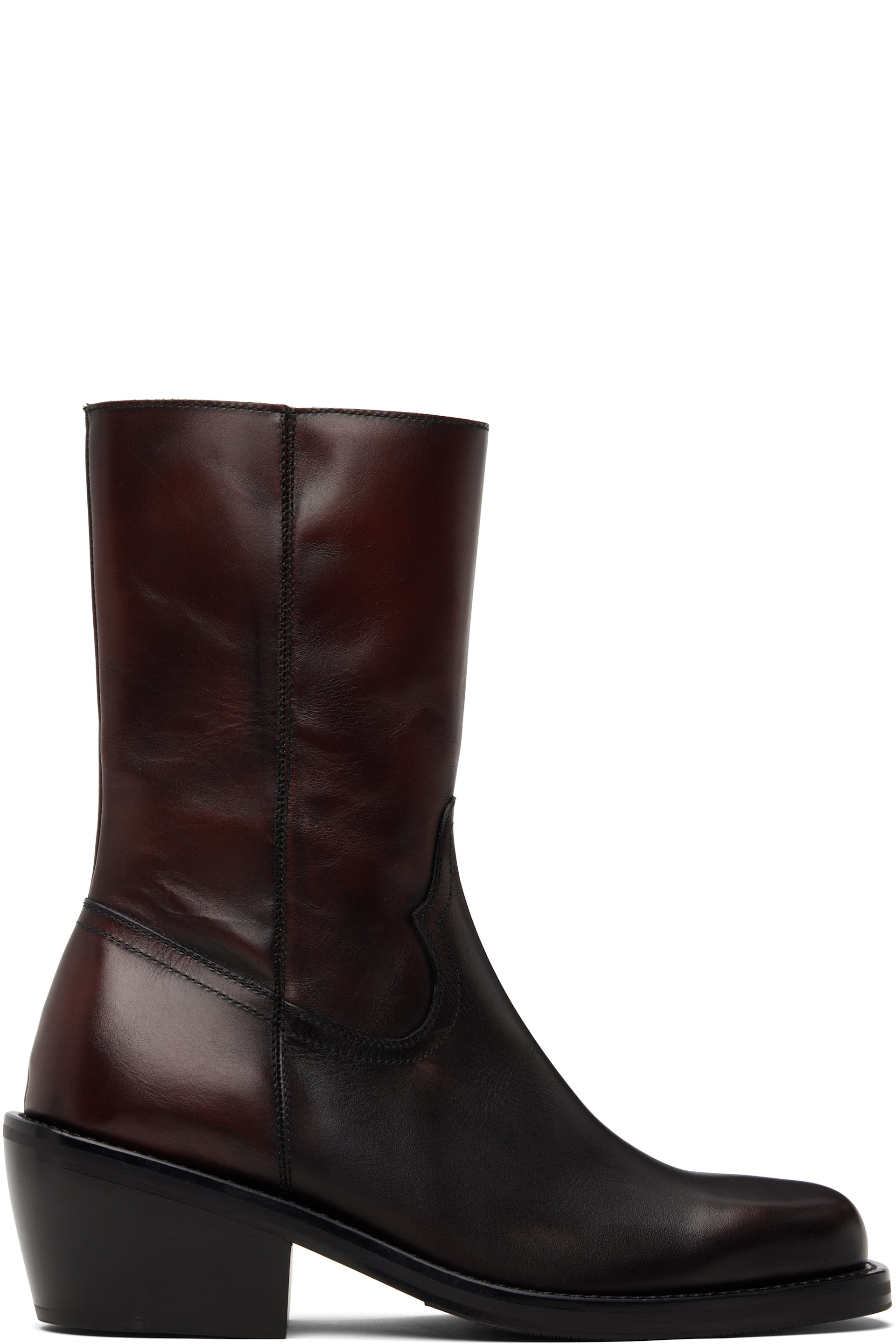 Dries Van Noten: Brown High Leather Boots | SSENSE
