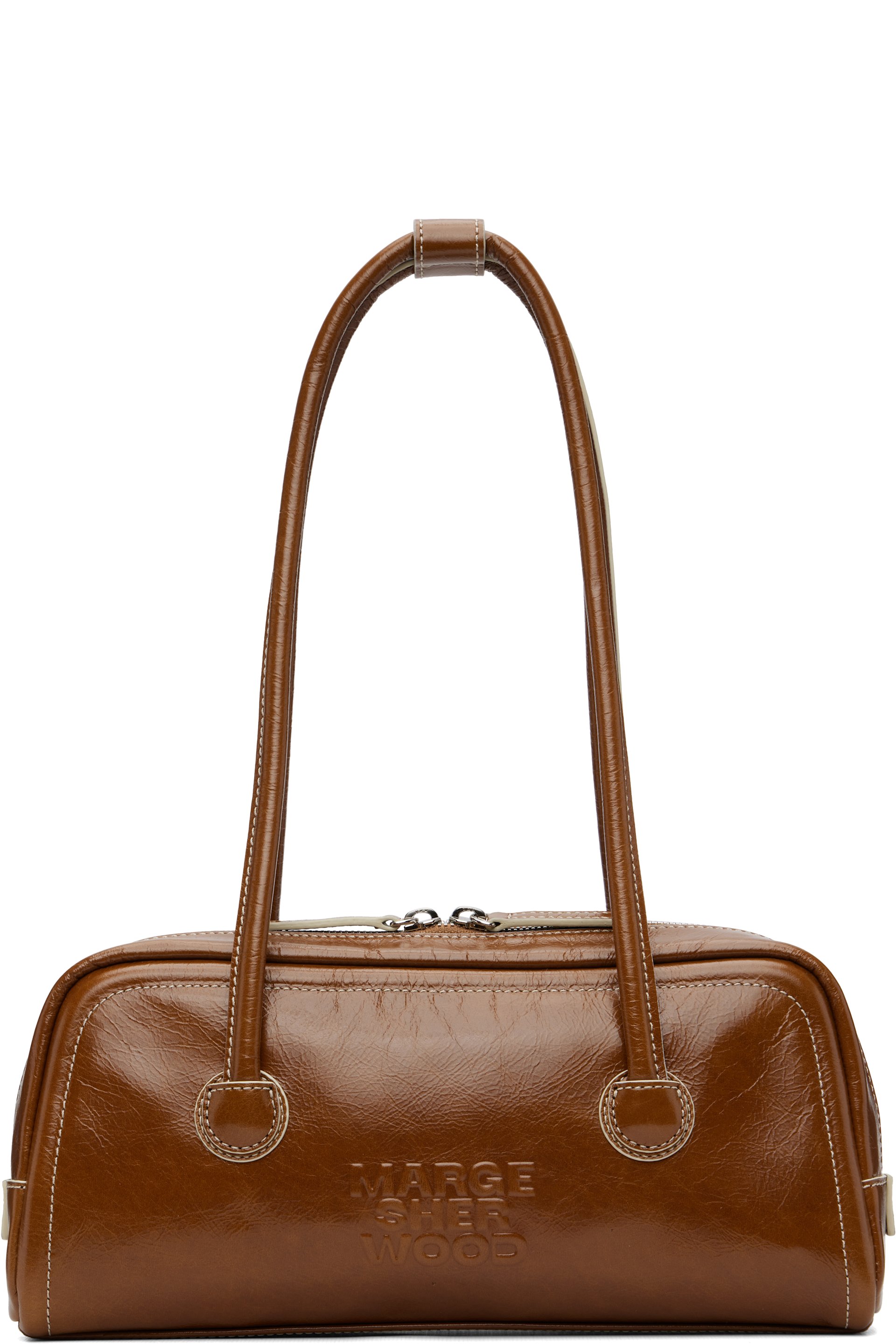 MARGESHERWOOD - Sac horizontal Boston brun en cuir souple