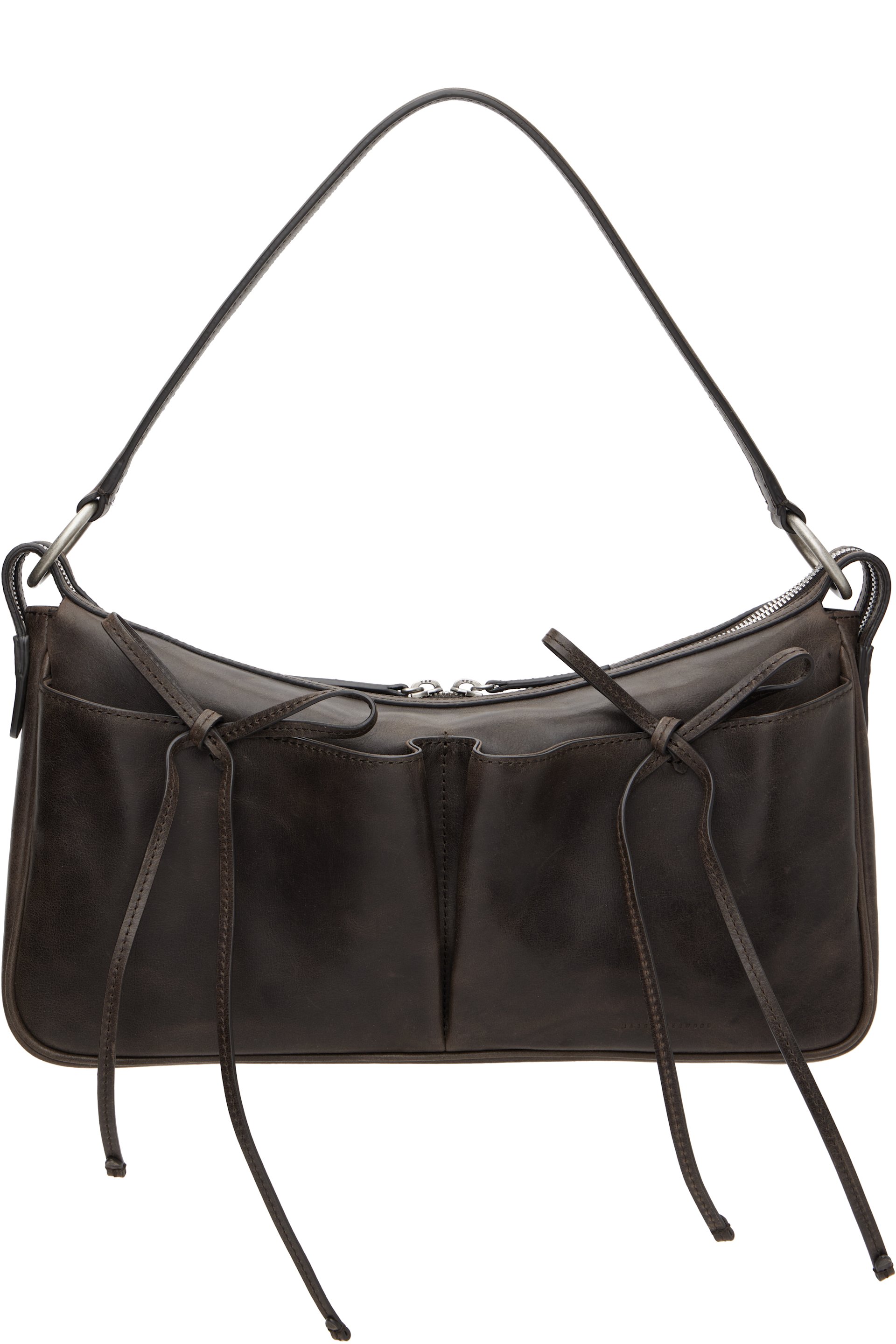 MARGESHERWOOD - Grand sac de style pochette brun à rubans