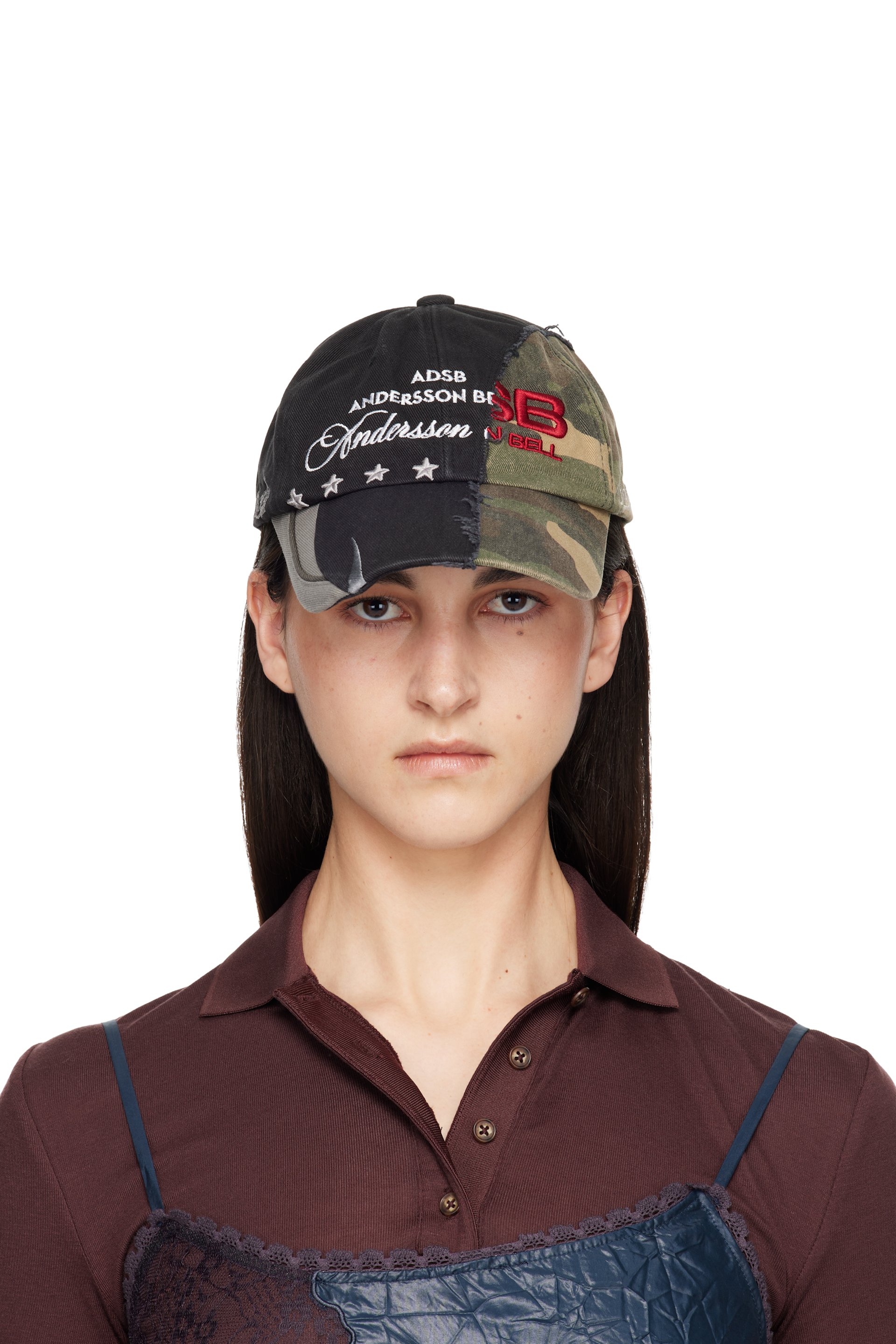 Andersson Bell - Black & Khaki Camouflage Split Paneled Cap