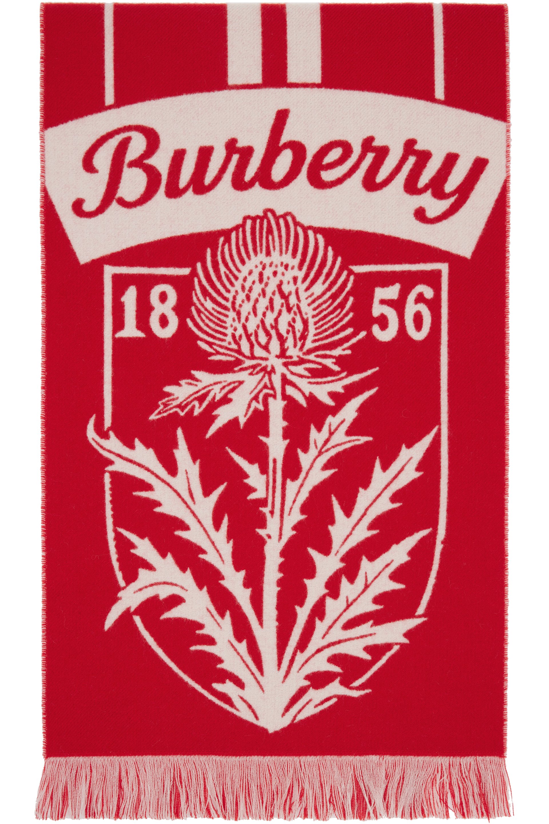 Burberry - Écharpe rouge en laine à image à logo