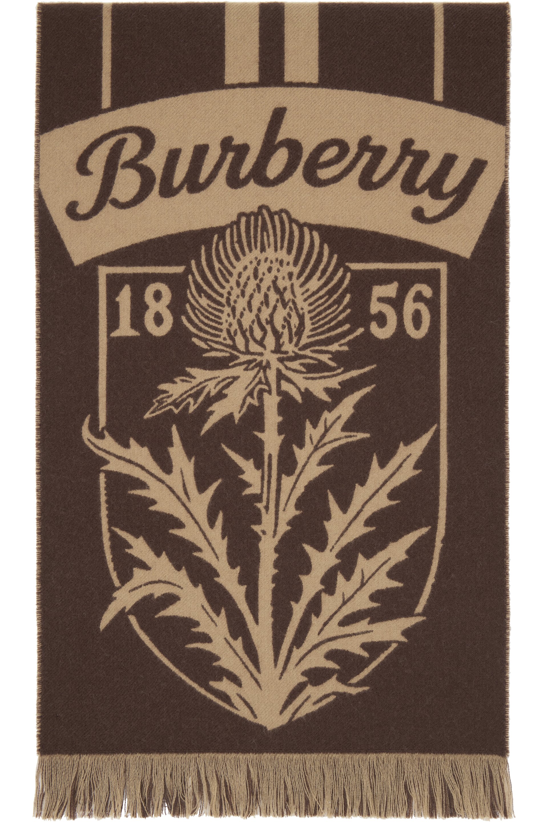 Burberry - Écharpe brune en laine à image à logo