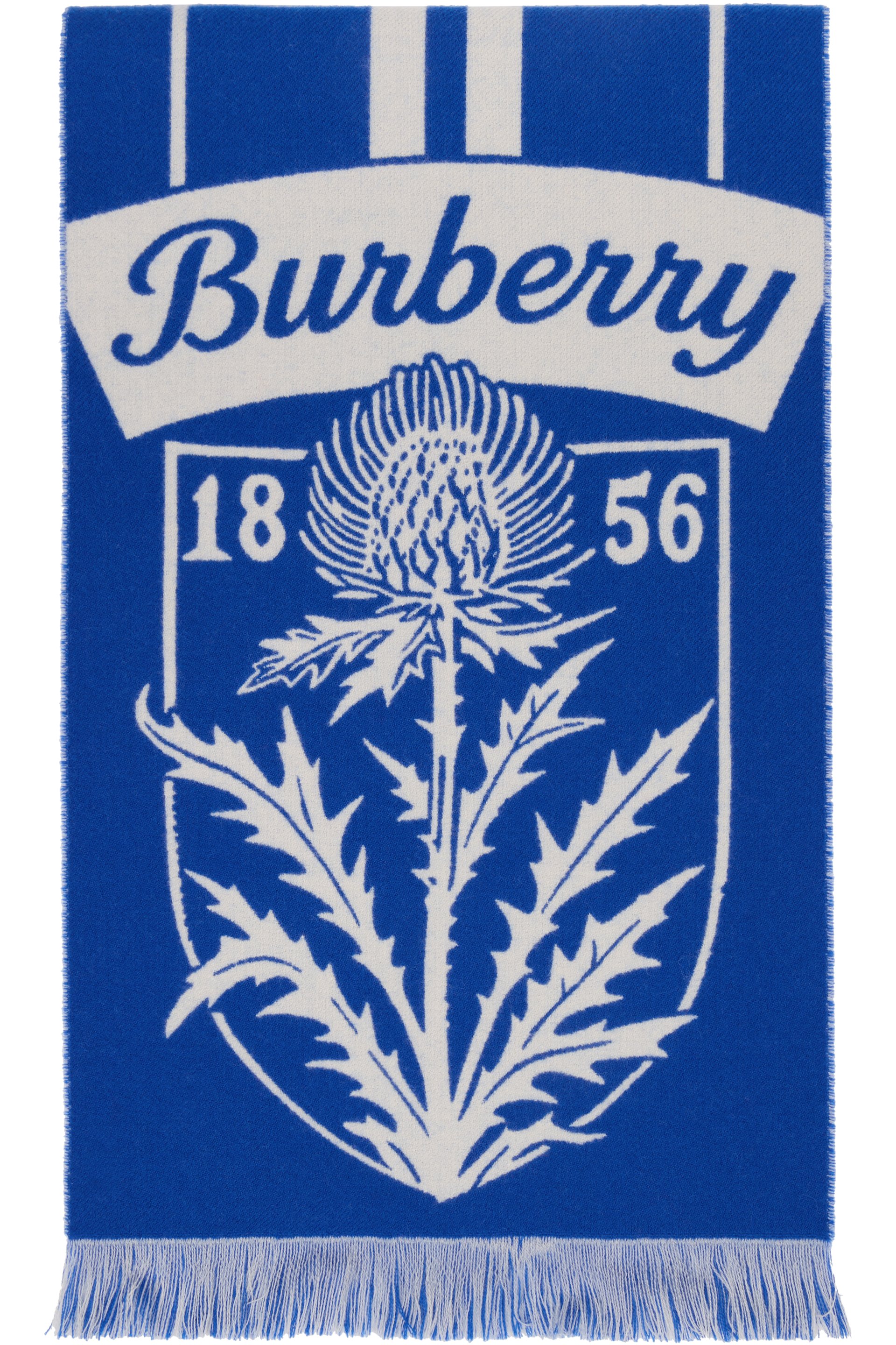 Burberry - Écharpe bleu et blanc à image de bouclier à chardon