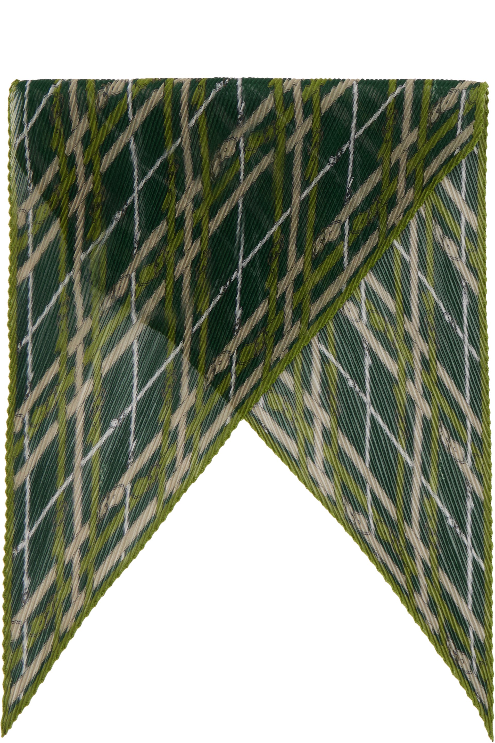 Burberry - Foulard vert en crêpe chiffon de soie à carreaux