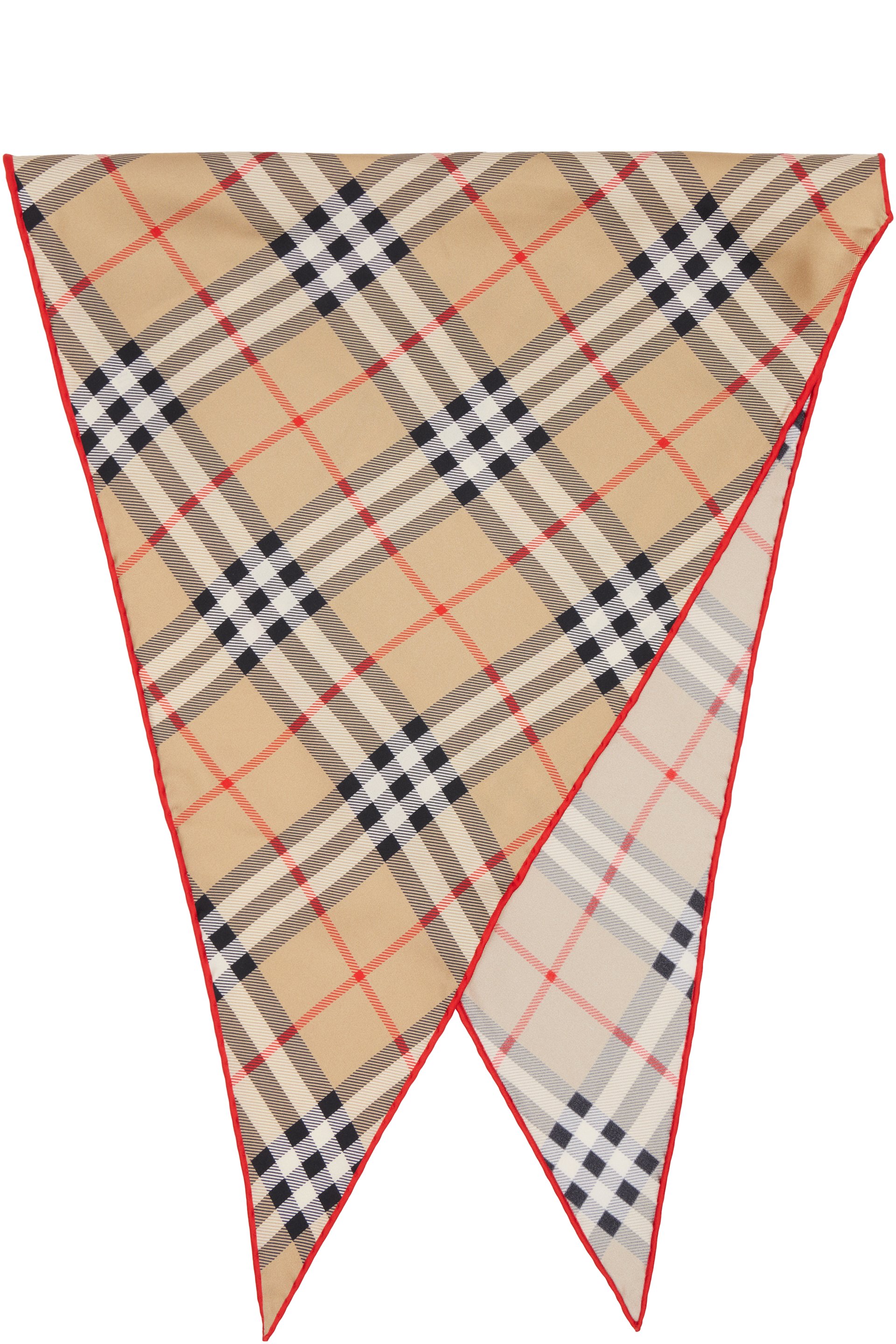Burberry - Écharpe beige en soie à carreaux