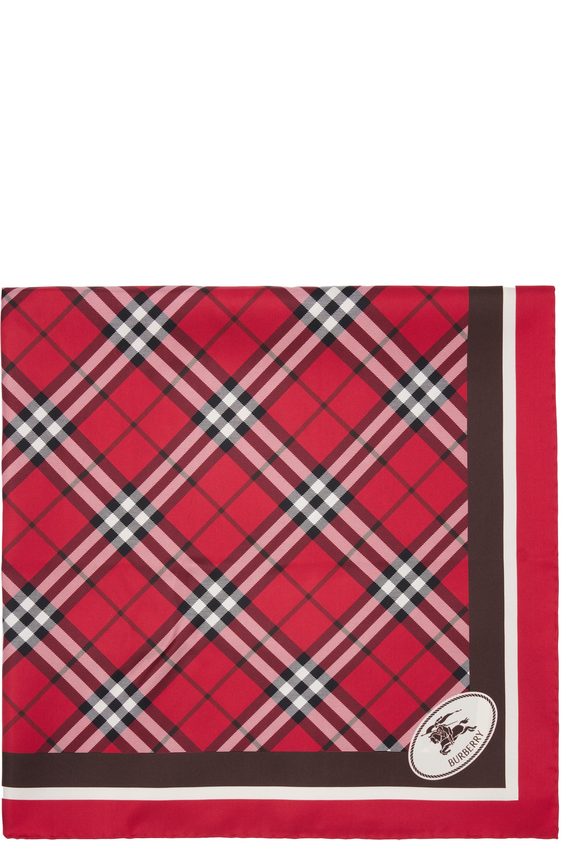 Burberry - Foulard rouge en soie à carreaux