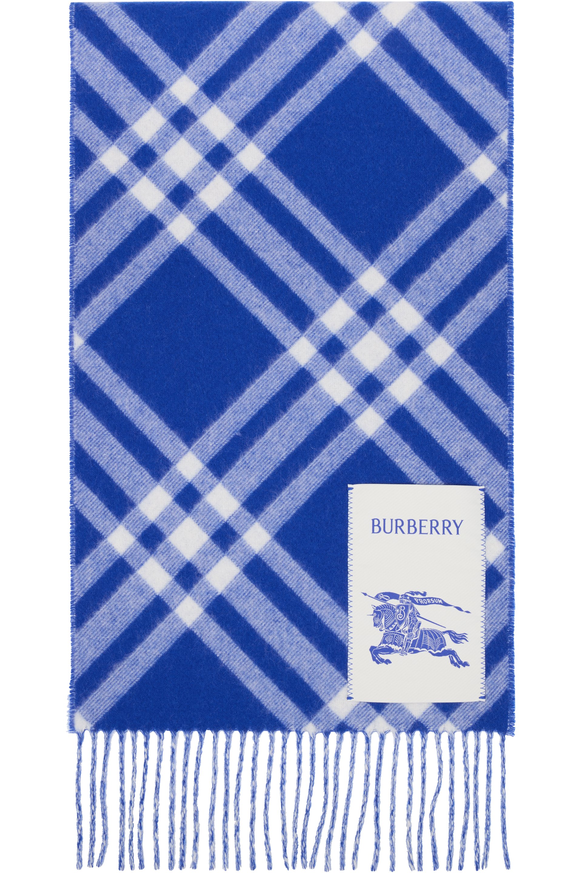 Burberry - Écharpe bleu et blanc en cachemire à carreaux