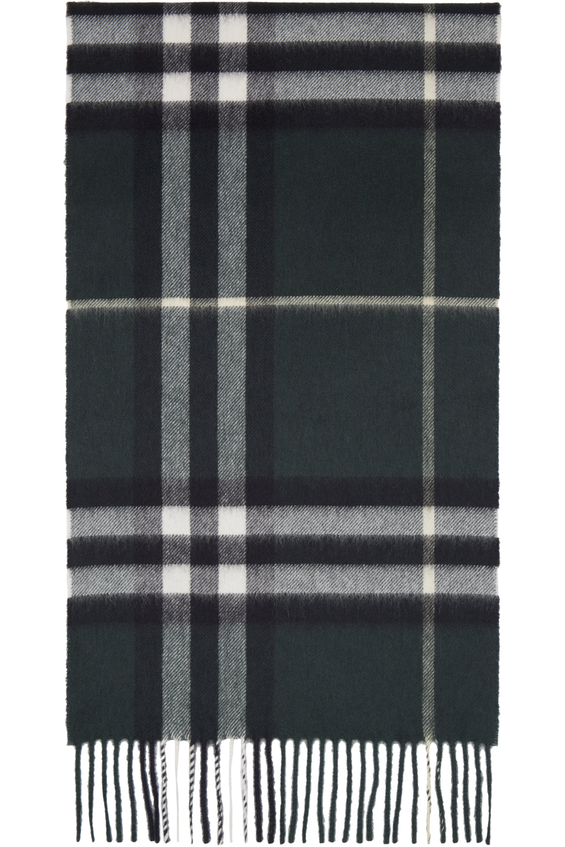 Burberry - Écharpe verte en cachemire à carreaux