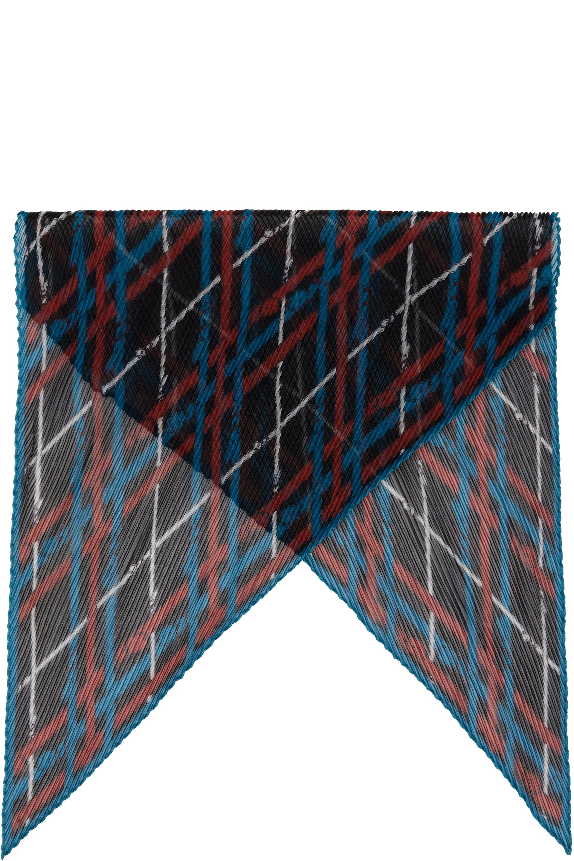 Burberry - Foulard noir et bleu en crêpe chiffon de soie à carreaux