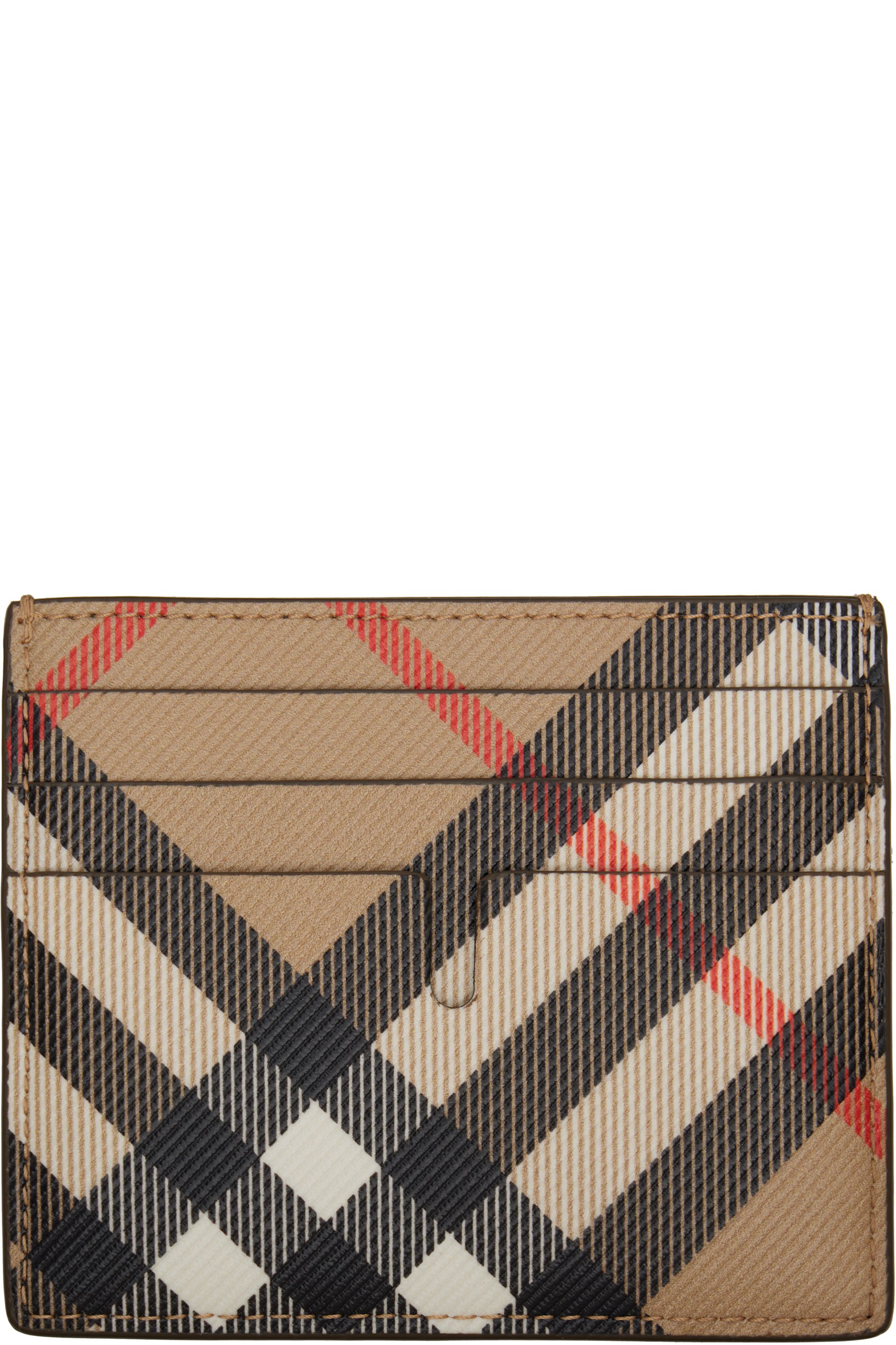 Burberry - Beige Tall Check Card Holder